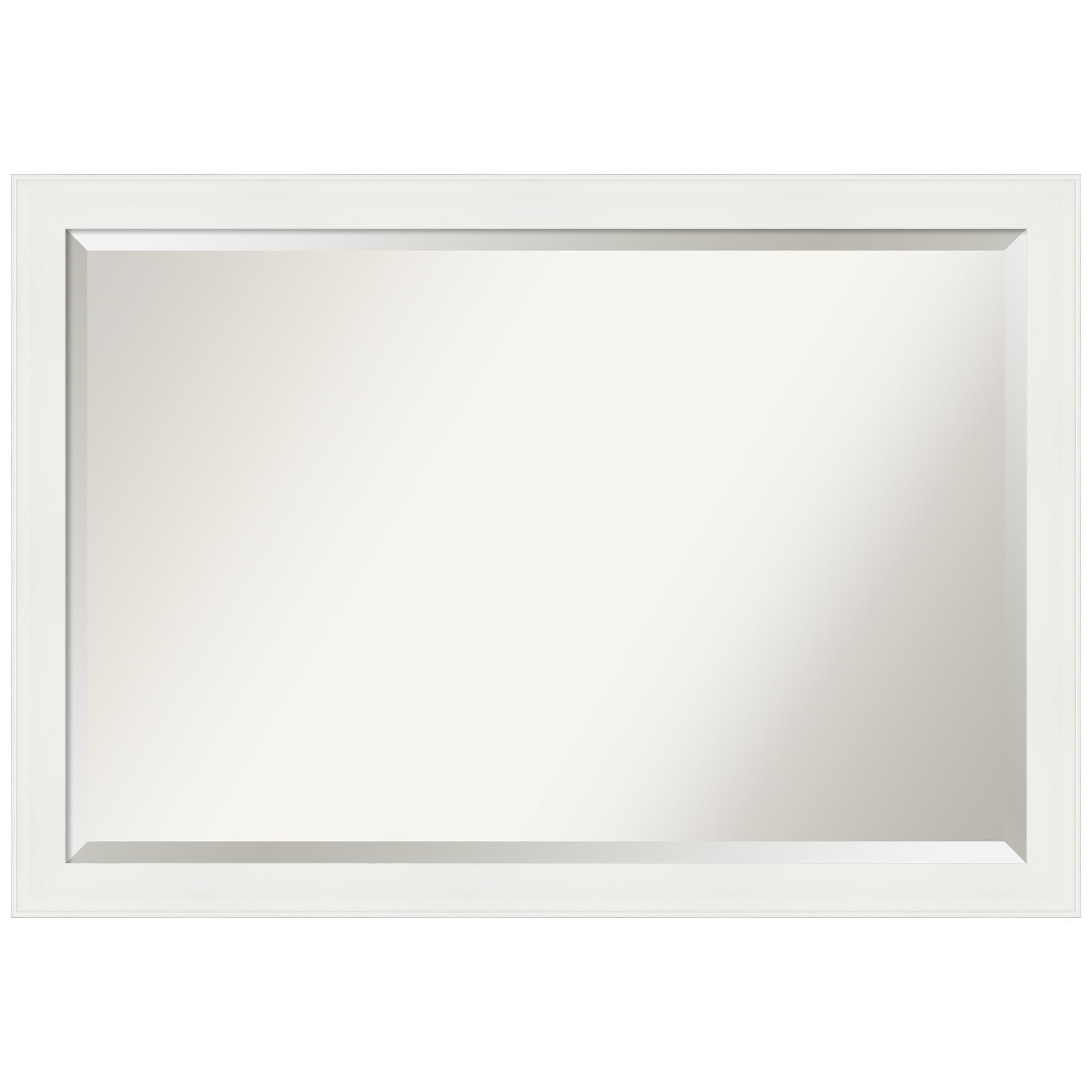 Vanity White Rectangular Beveled Wall Mirror