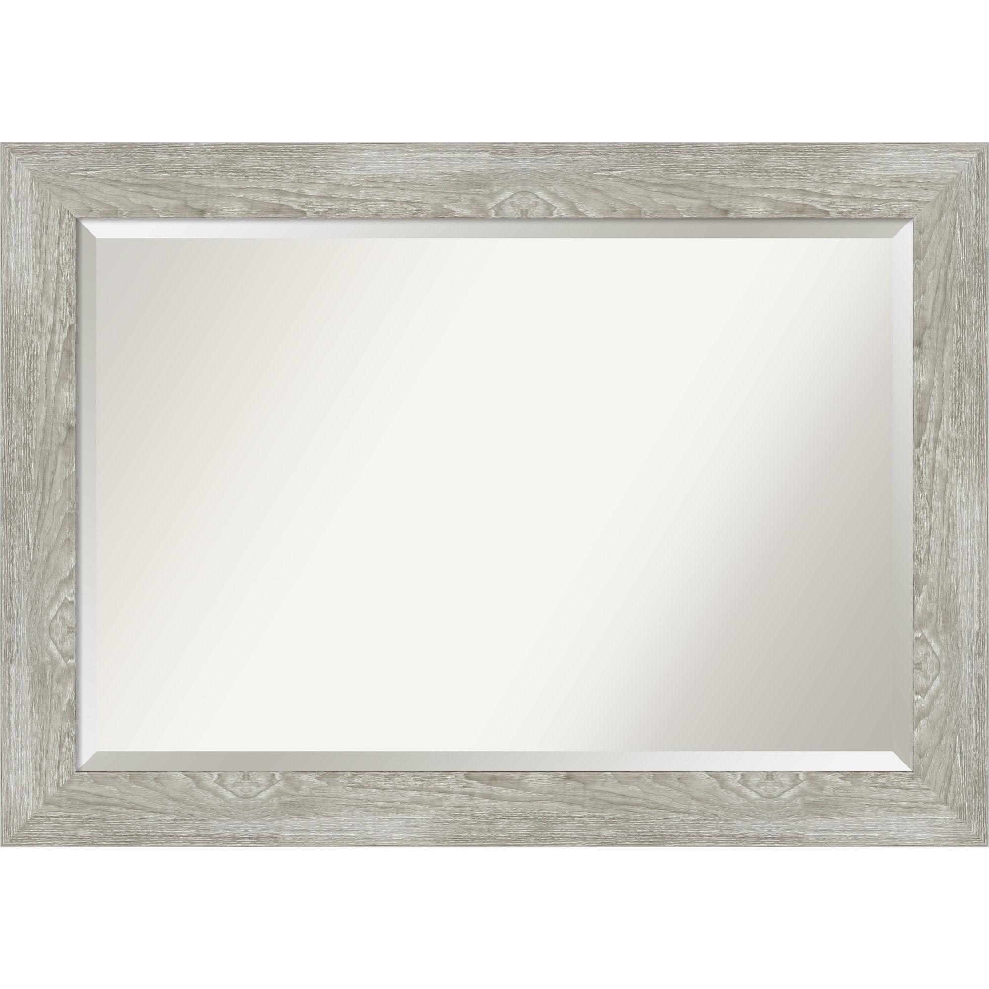 Amanti Art Beveled Bathroom Wall Mirror - Dove Greywash Frame Outer Size: 42 x 30 in