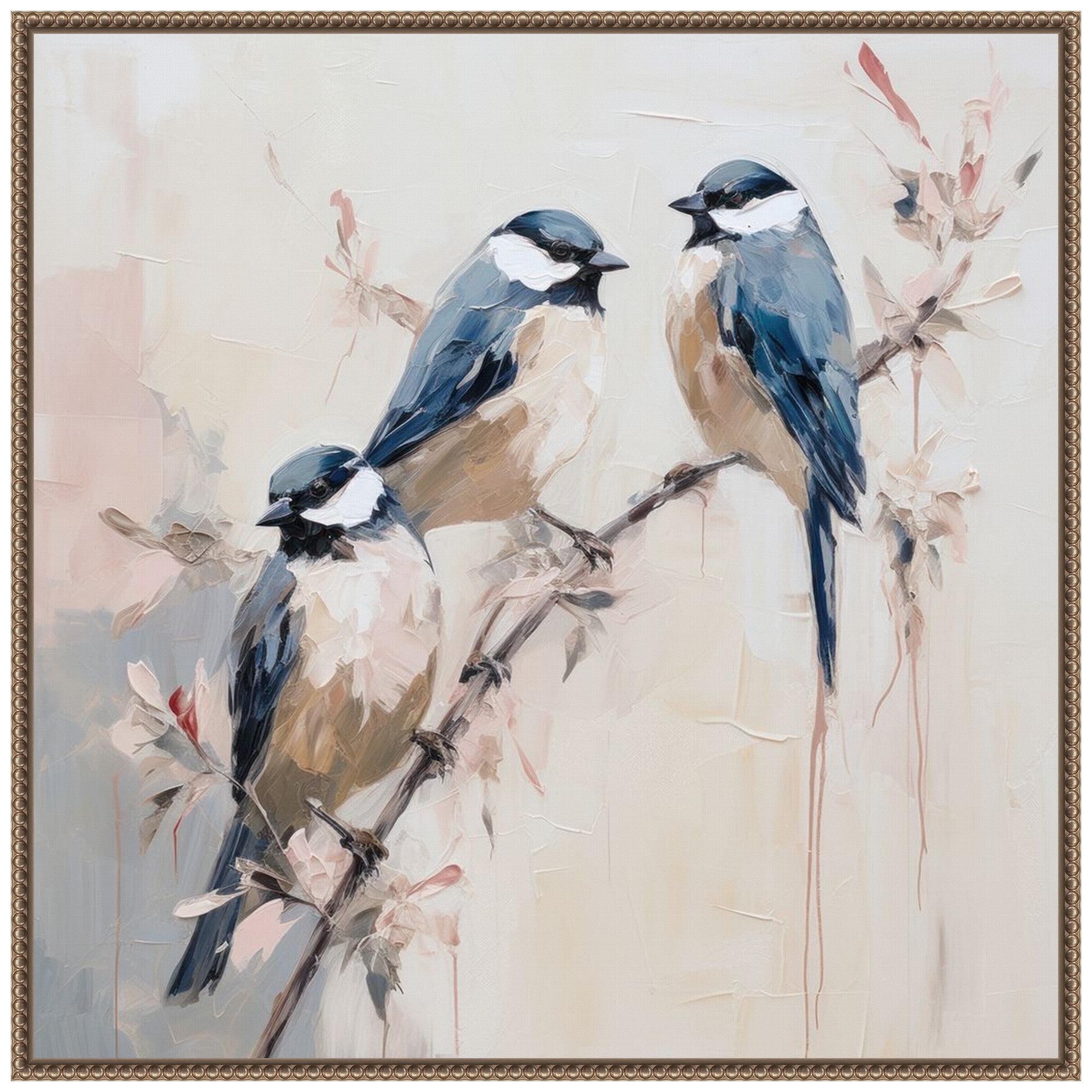 Amanti Art 30"x30" Elegant Bird Silhouettes I by Lazar Studio Framed Canvas Wall Art Print