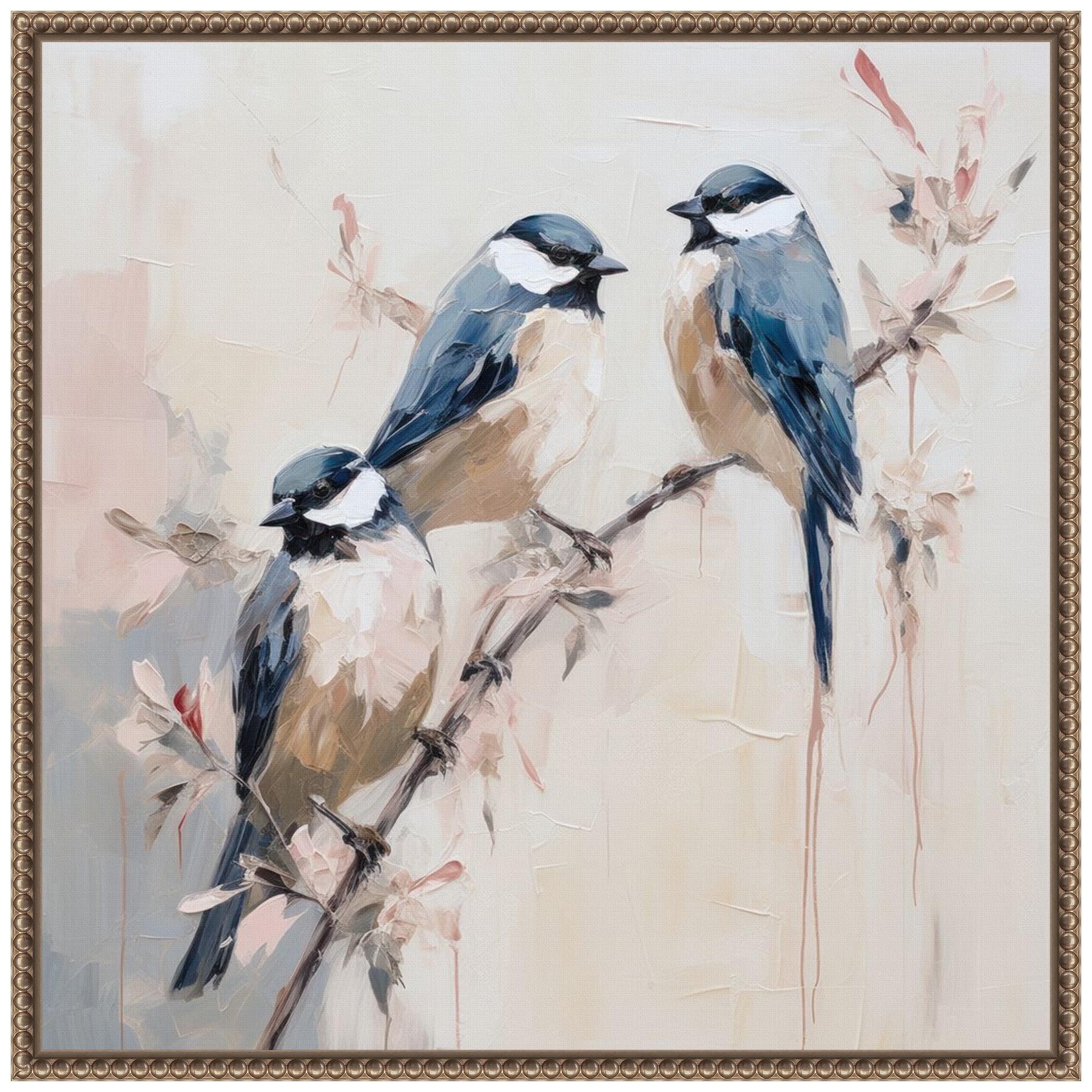 Amanti Art 22"x22" Elegant Bird Silhouettes I by Lazar Studio Framed Canvas Wall Art Print