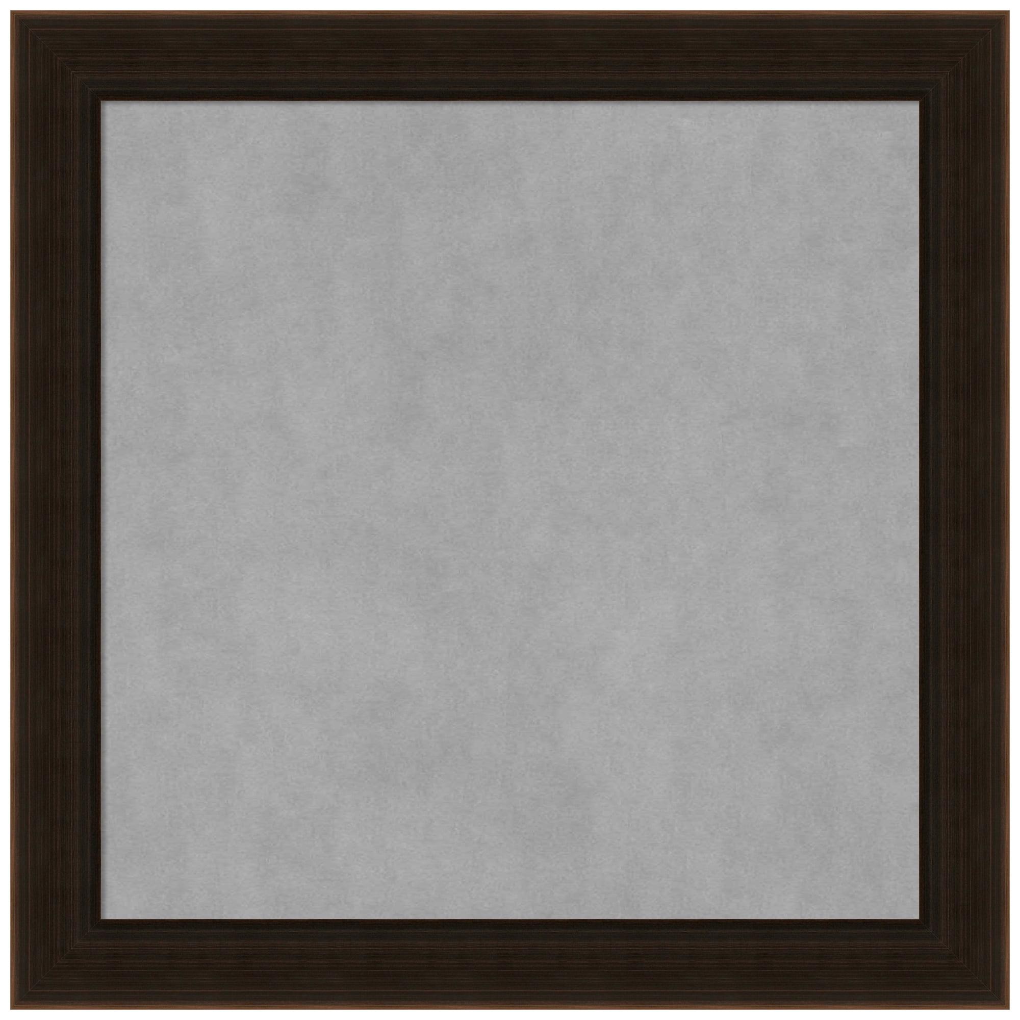 Espresso Brown Wood Framed Grey Metal Magnetic Board 12x12