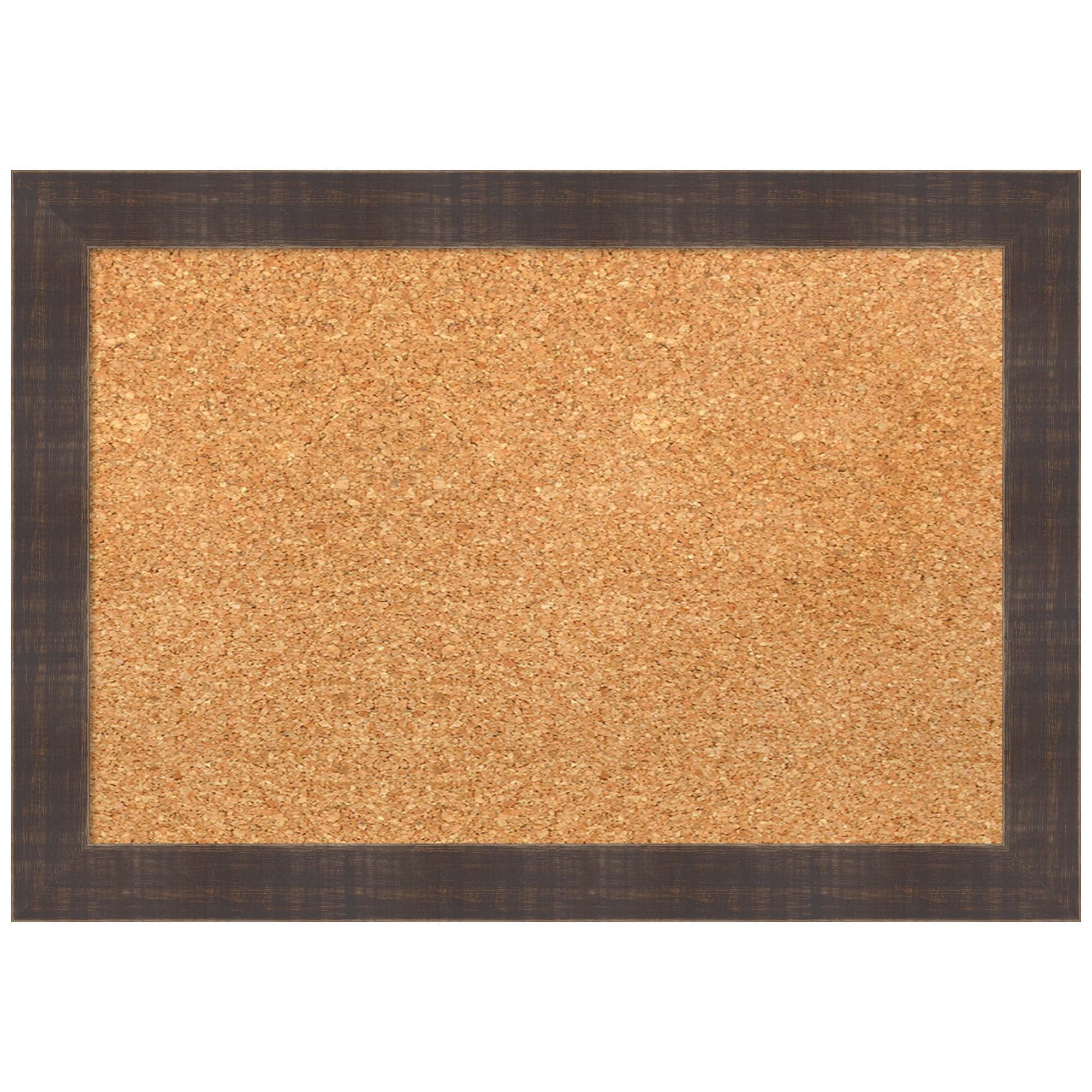 Amanti Art Natural Cork Board Wood Framed Whiskey Brown Rustic Bulletin Board 20 in. x 14 in.