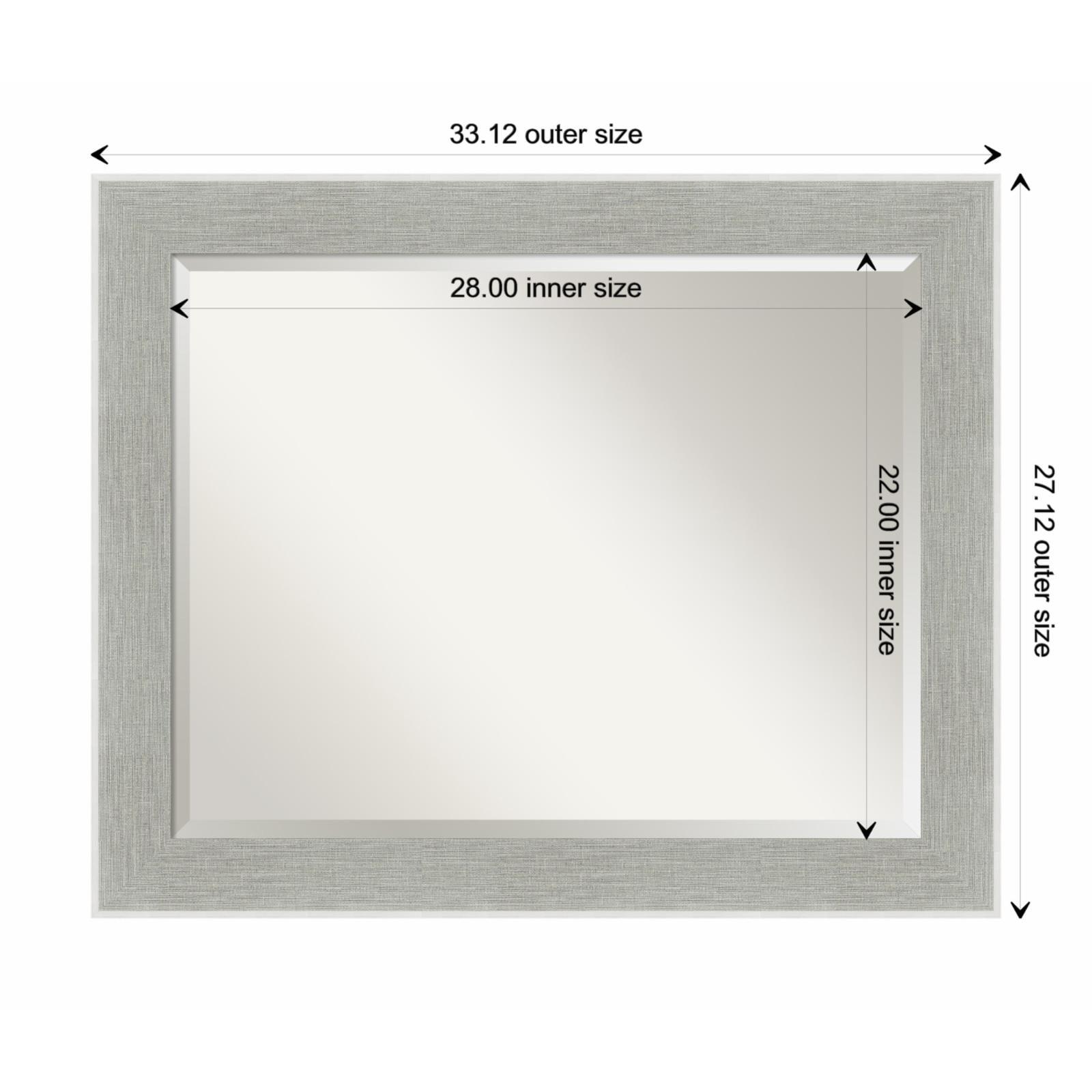 Glam Linen Grey Rectangular Wall Mirror with Silver Frame