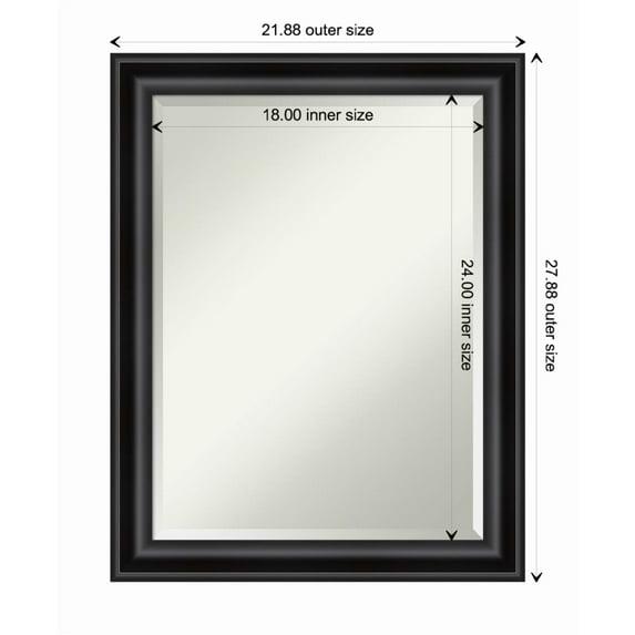22" x 28" Non-Beveled Grand Narrow Bathroom Wall Mirror Black - Amanti Art: Modern Rectangle, Wall Mount, Polystyrene Frame
