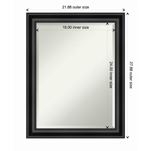 22" x 28" Non-Beveled Grand Narrow Bathroom Wall Mirror Black - Amanti Art: Modern Rectangle, Wall Mount, Polystyrene Frame