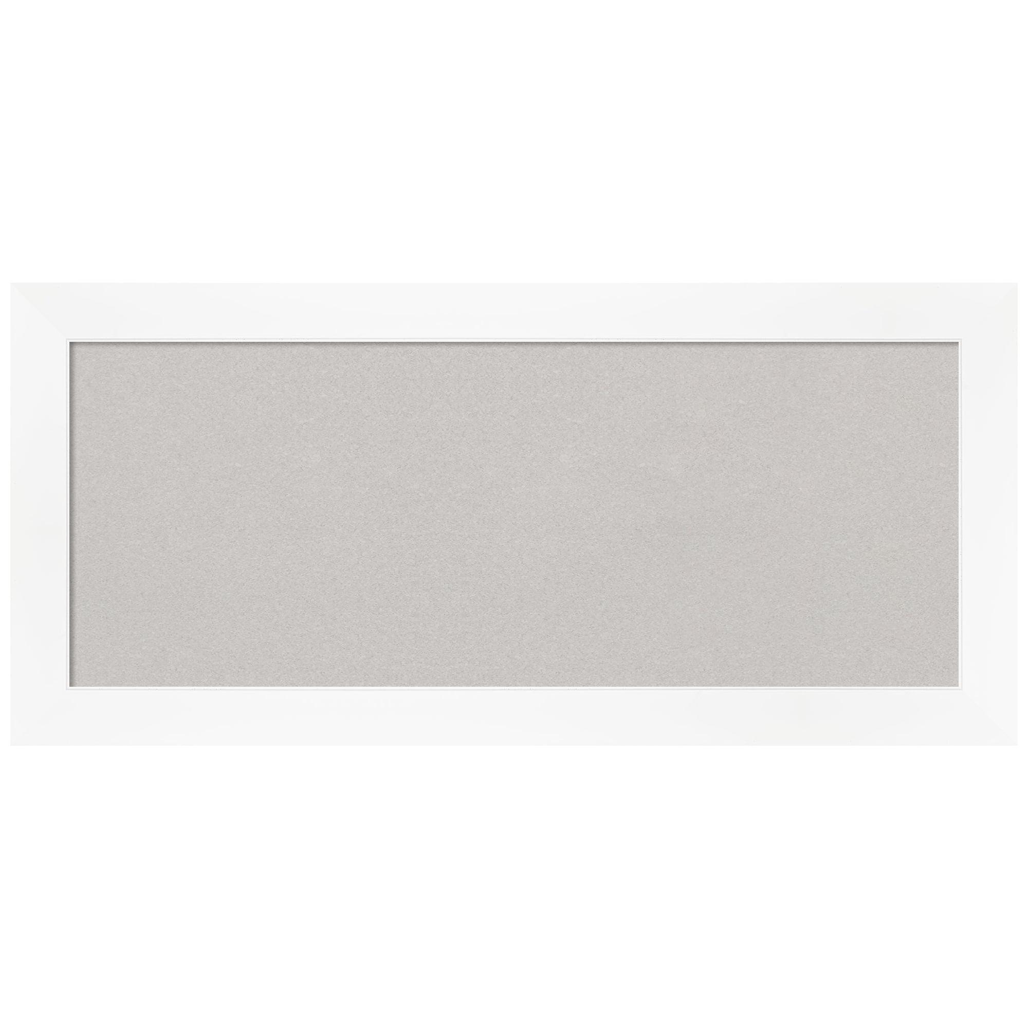 Modern Grey Cork Bulletin Board with White Plastic Frame, 30x12