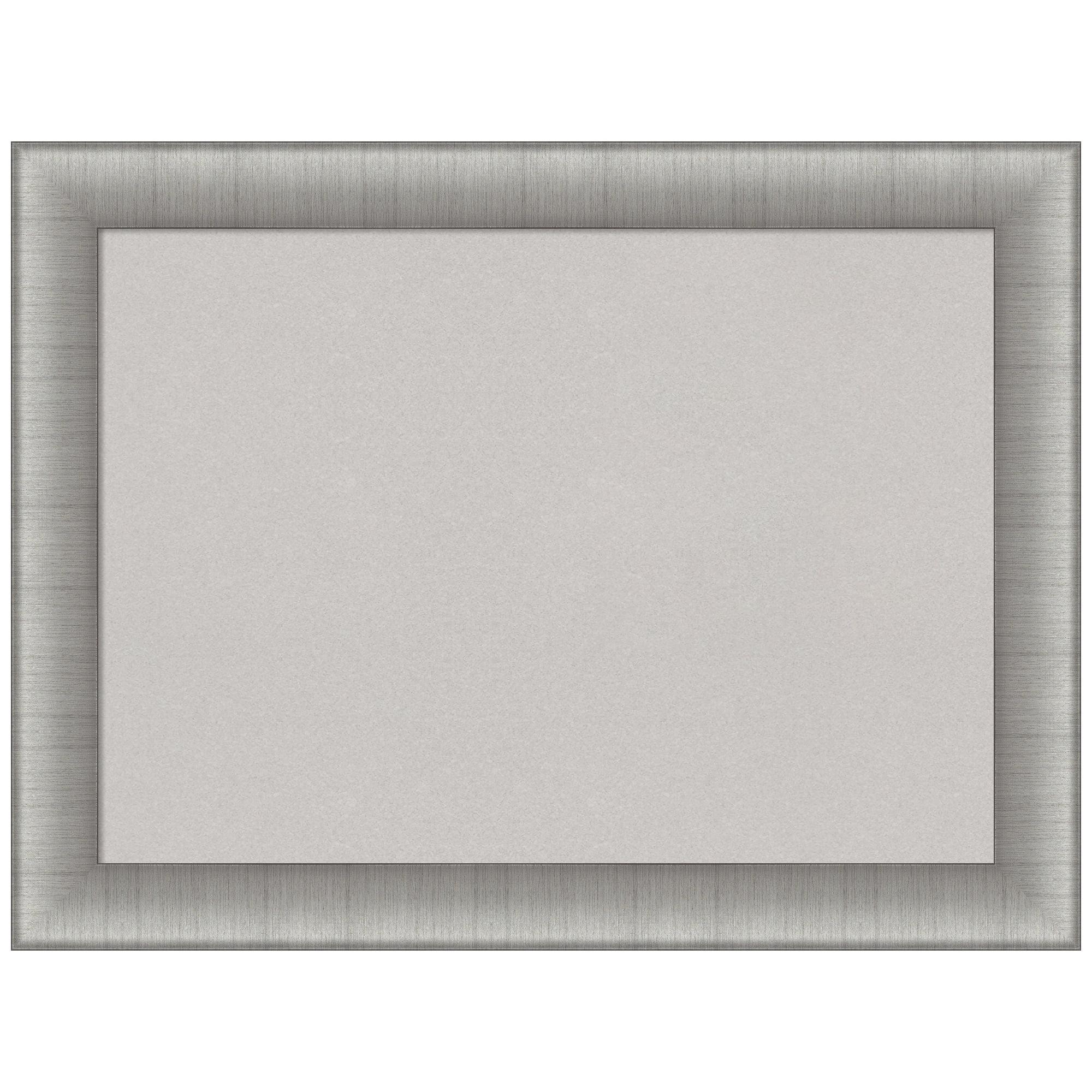 Elegant Brushed Pewter Framed Grey Cork Bulletin Board 33x25