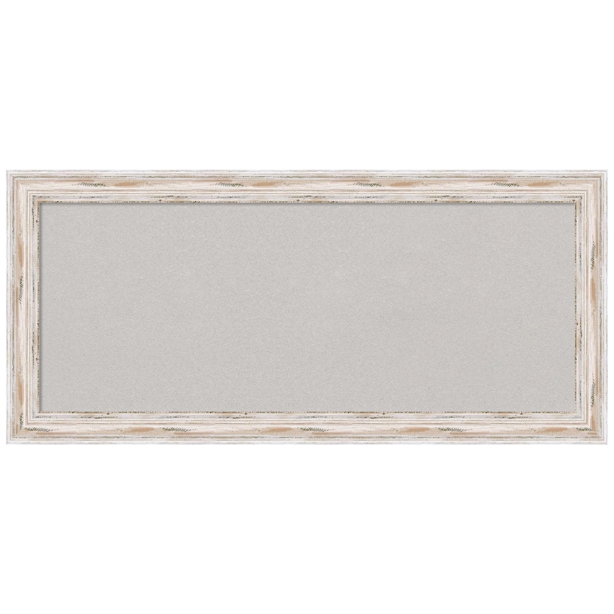 Grey Cork Bulletin Board with White Wash Wood Frame