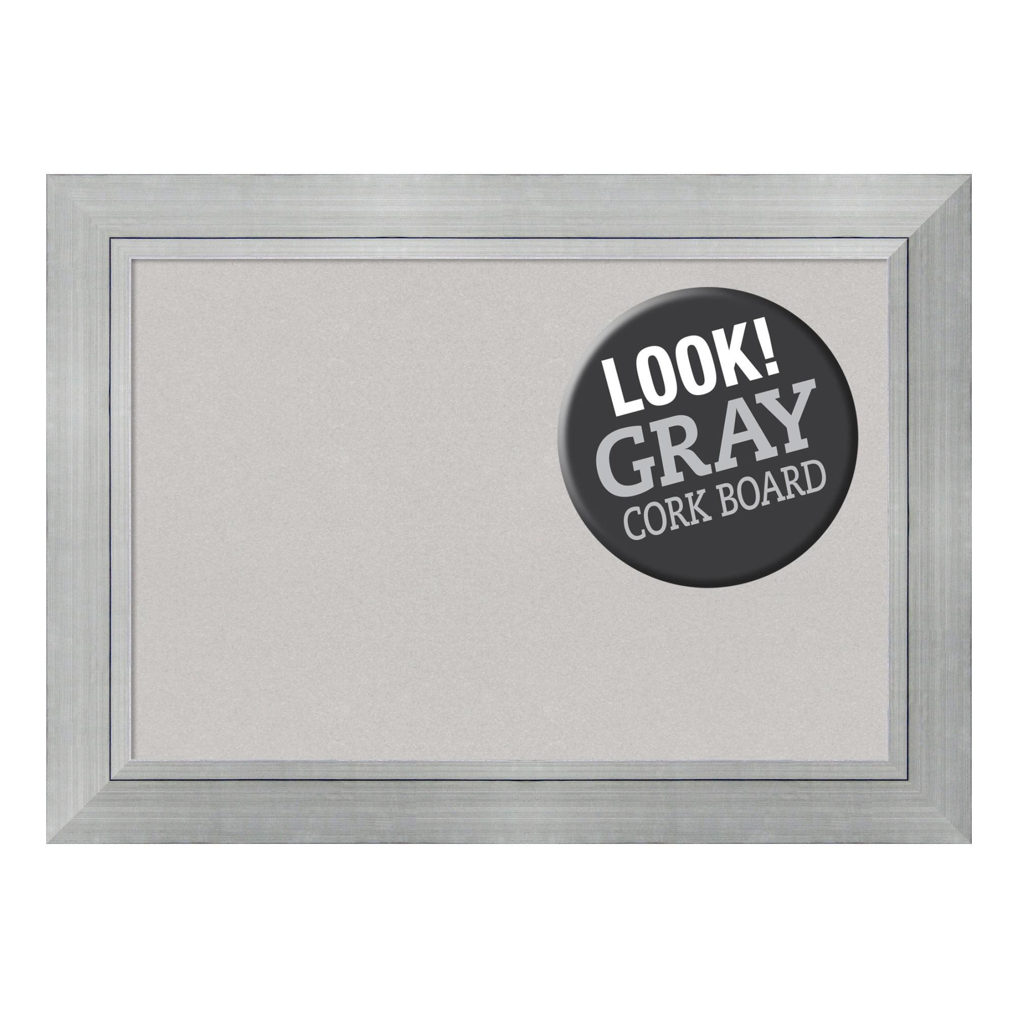 Amanti Art Grey Cork Board Wood Framed Romano Silver Bulletin Board 43 in. x 31 in.