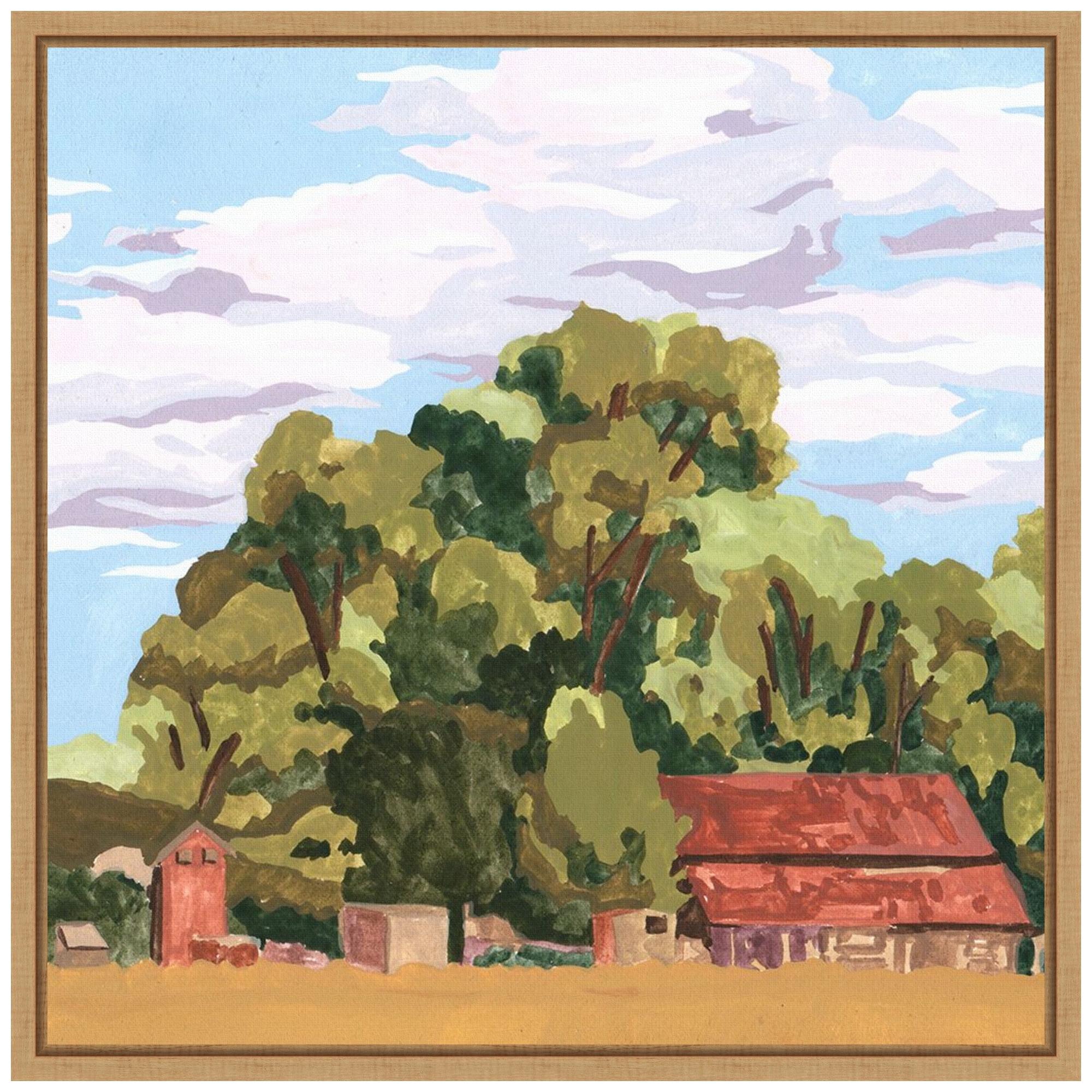 Amanti Art 22"x22" House in Village II by Melissa Wang Framed Canvas Wall Art Print