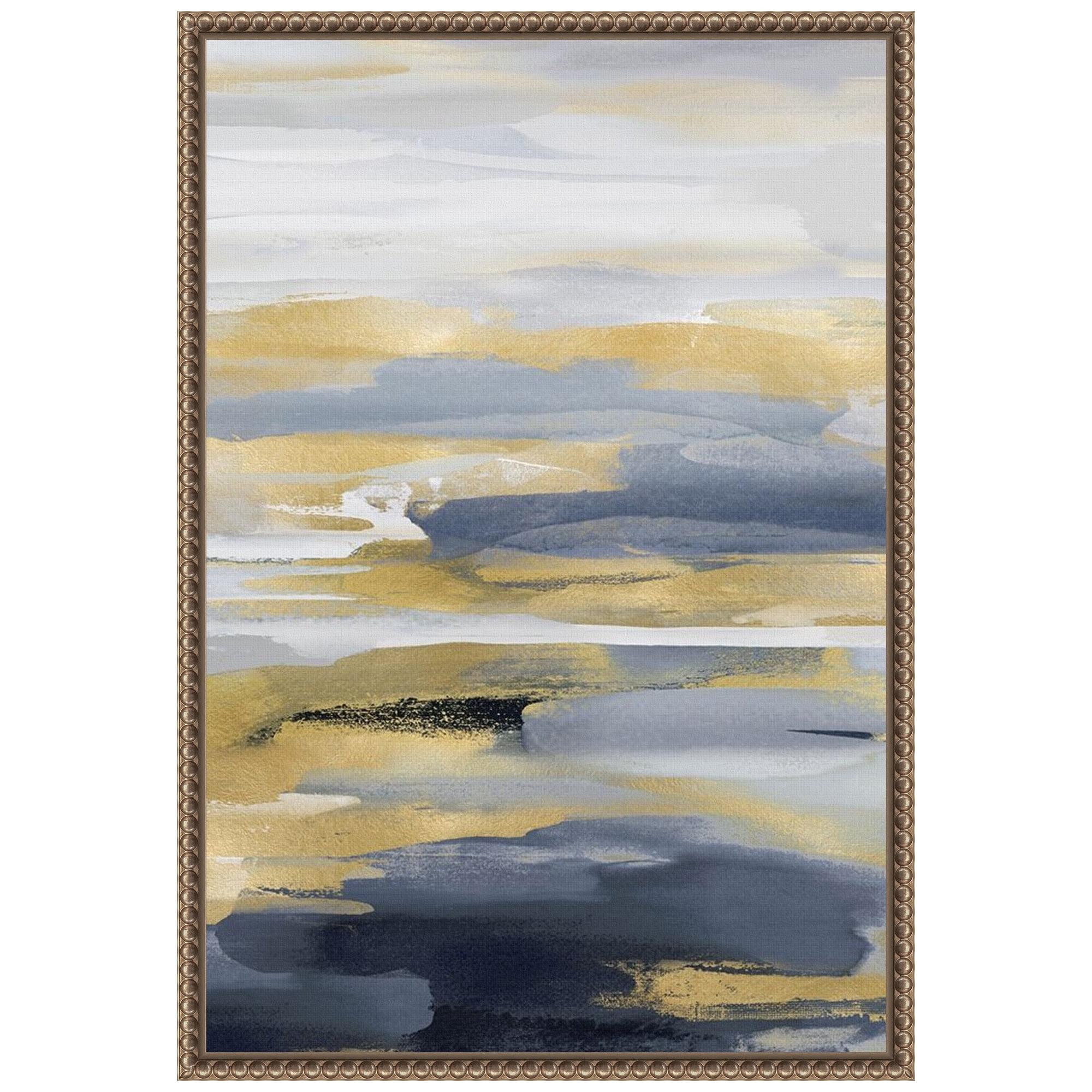 Amanti Art Intuition Blue and Gold II by Jackie Hanson Canvas Wall Art Print Framed 16 x 23-in.