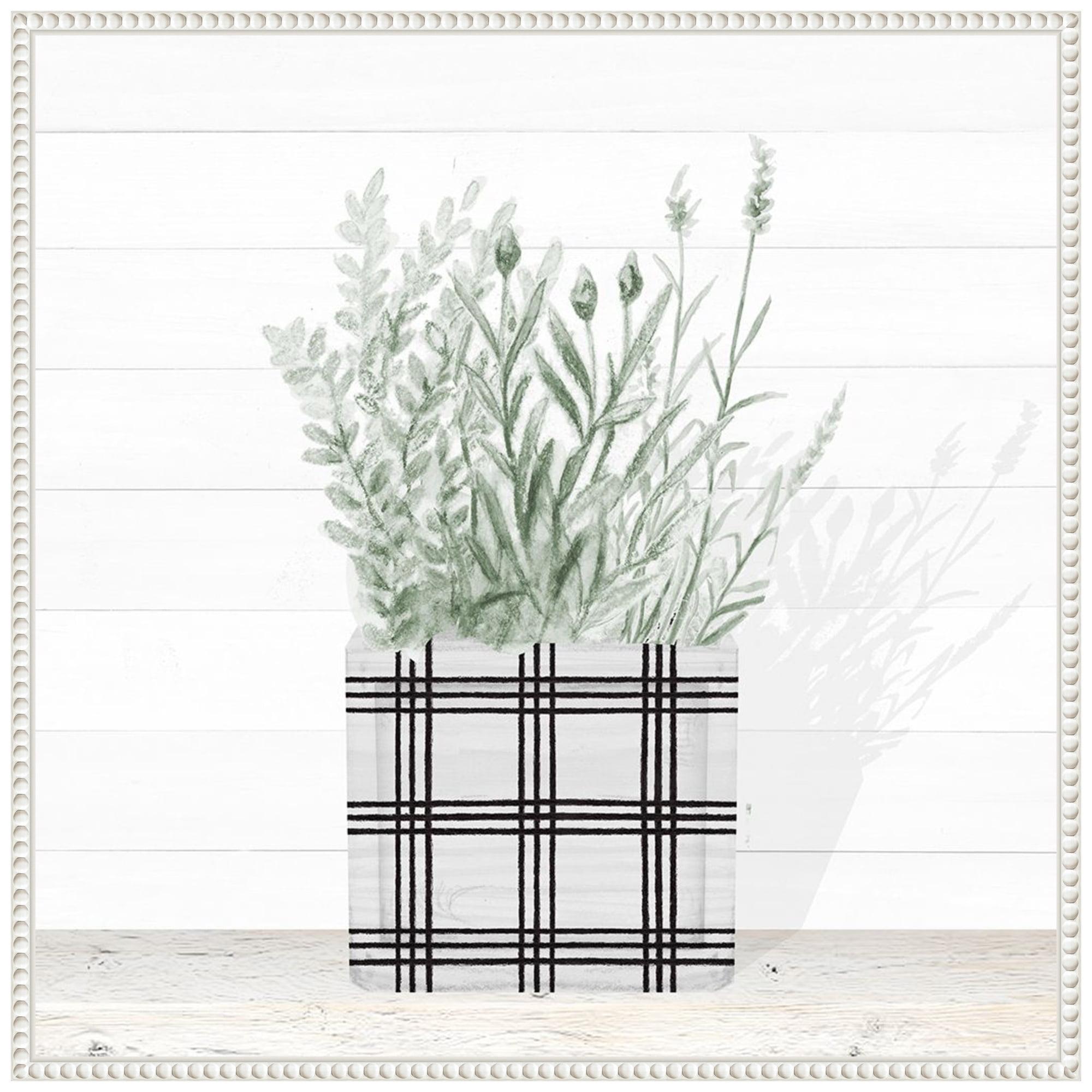 Amanti Art Lavender Blossom In Modern Pot II by Janice Gaynor Canvas Wall Art Print Framed 22 x 22-in.