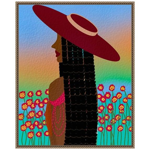 Amanti Art 23"x28" Lola Lady by Lorintheory Framed Canvas Wall Art Print Bronze : Modern Style, Polystyrene Frame, Lithograph Medium