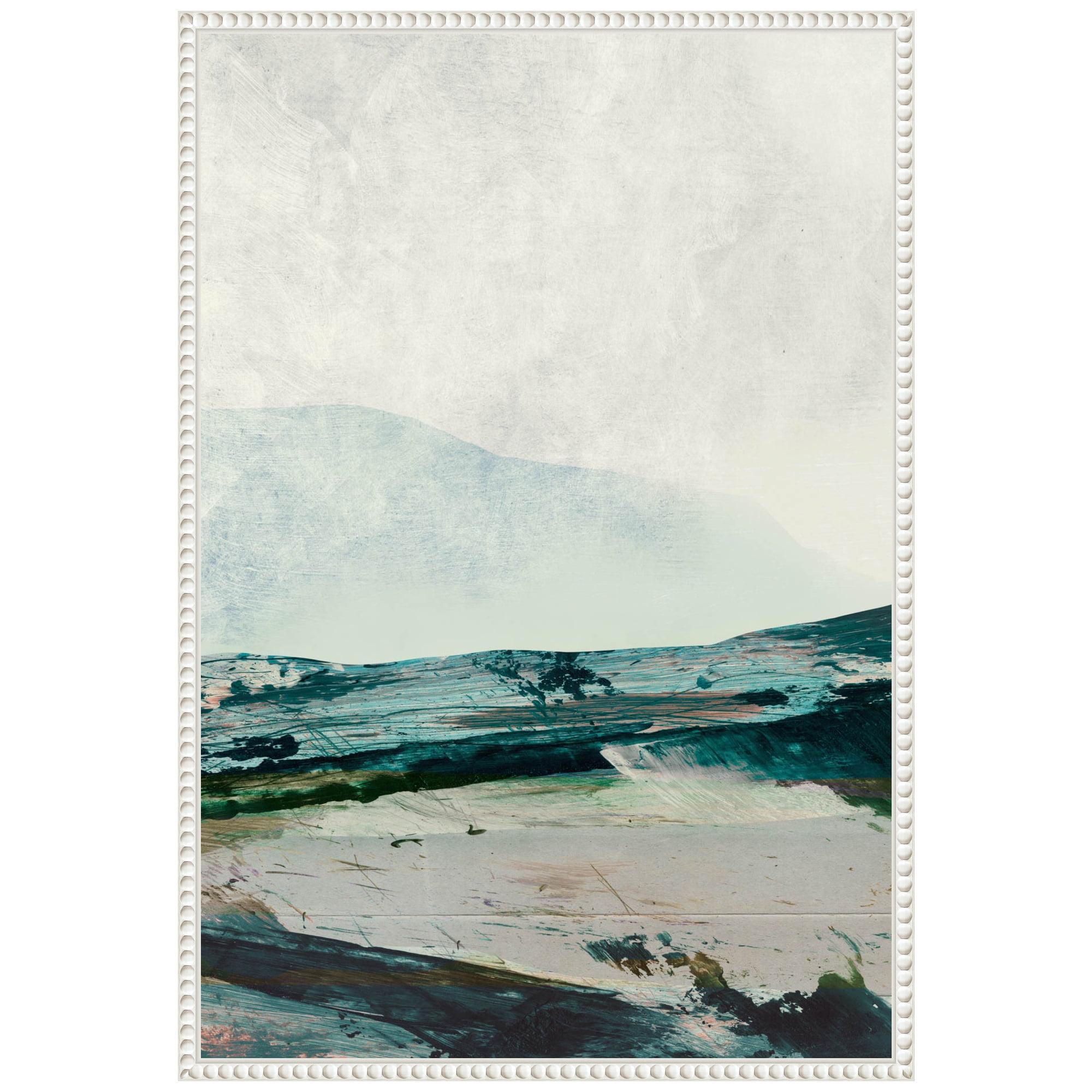 16"x23" Mountain Mists by Dan Hobday Framed Canvas Wall Art Print White - Amanti Art: Abstract Landscape, Modern Decor