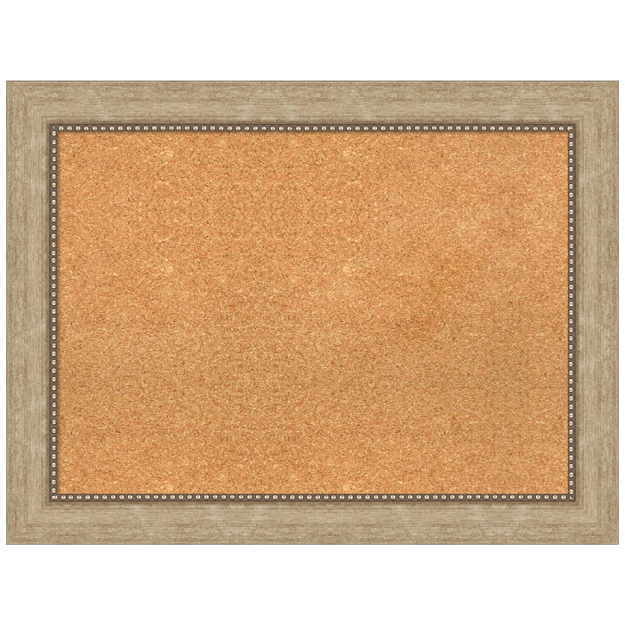 Amanti Art Natural Cork Board Framed Astor Champagne Bulletin Board 33 in. x 25 in.
