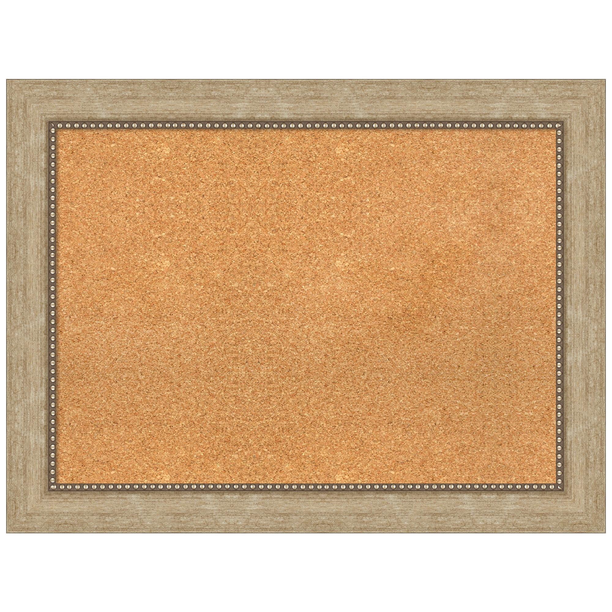 Amanti Art Natural Cork Board Framed Astor Champagne Bulletin Board 33 in. x 25 in.