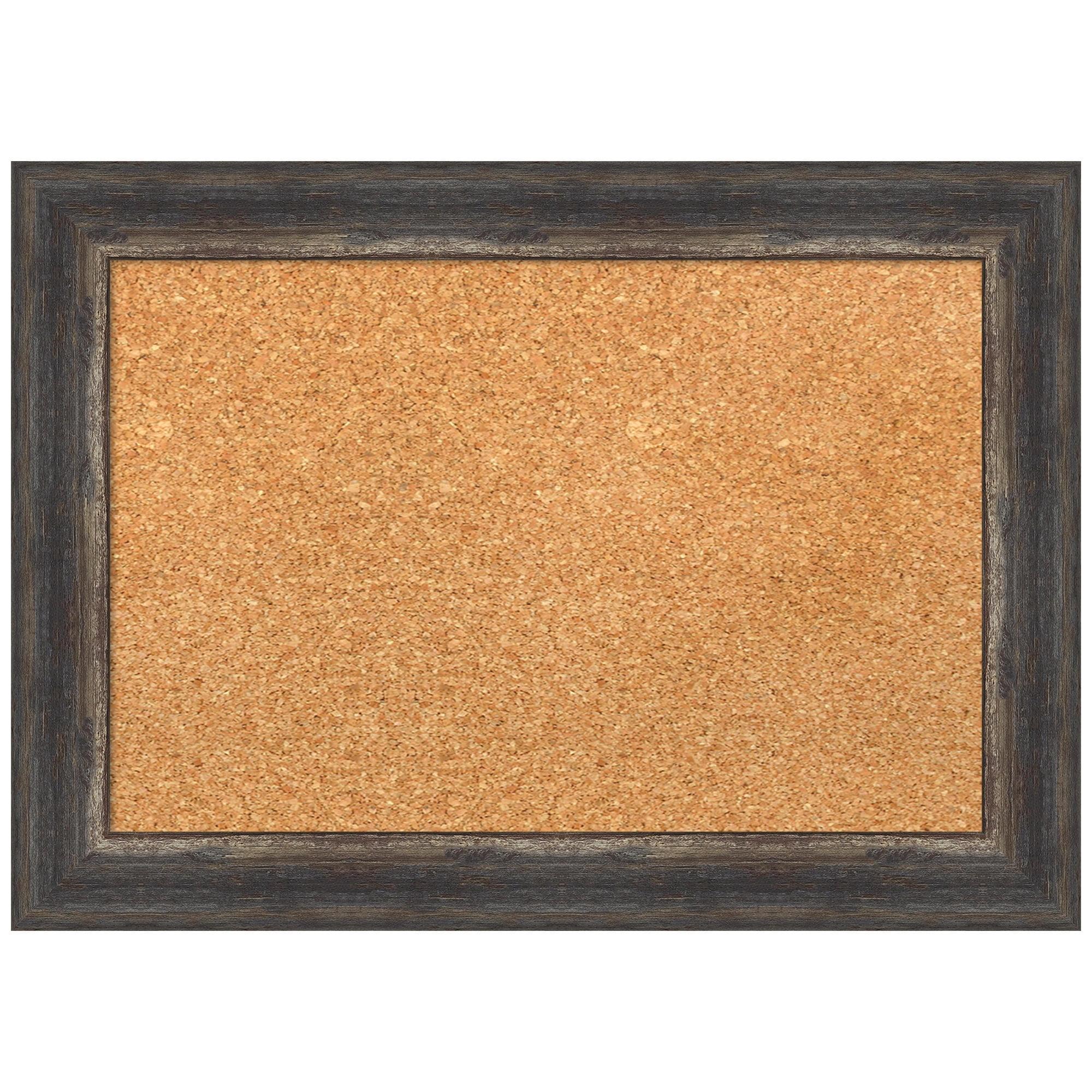 Amanti Art Natural Cork Board Framed Bark Rustic Char Narrow Bulletin Board 21 in. x 15 in.