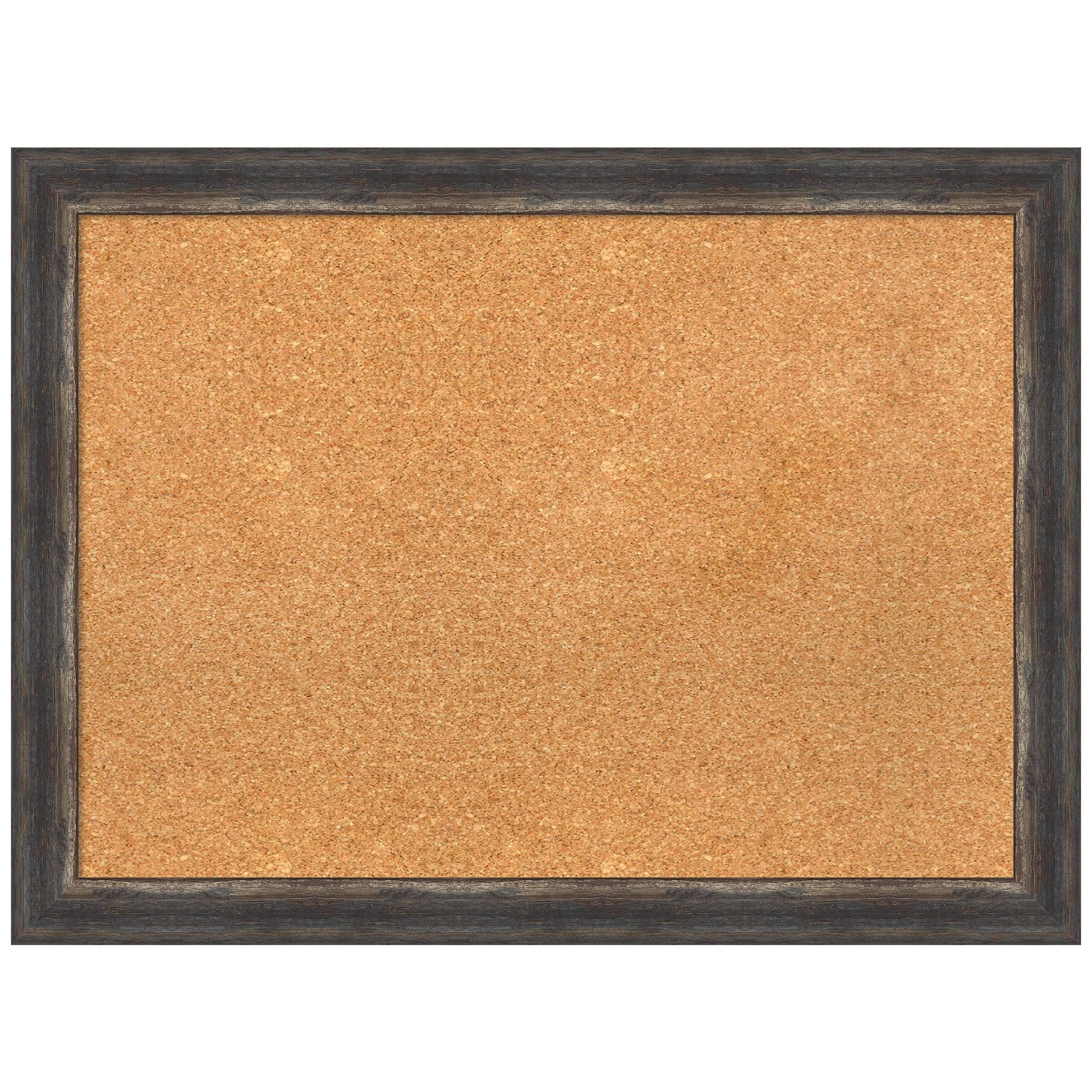 Amanti Art Natural Cork Board Framed Bark Rustic Char Narrow Bulletin Board 31 in. x 23 in.