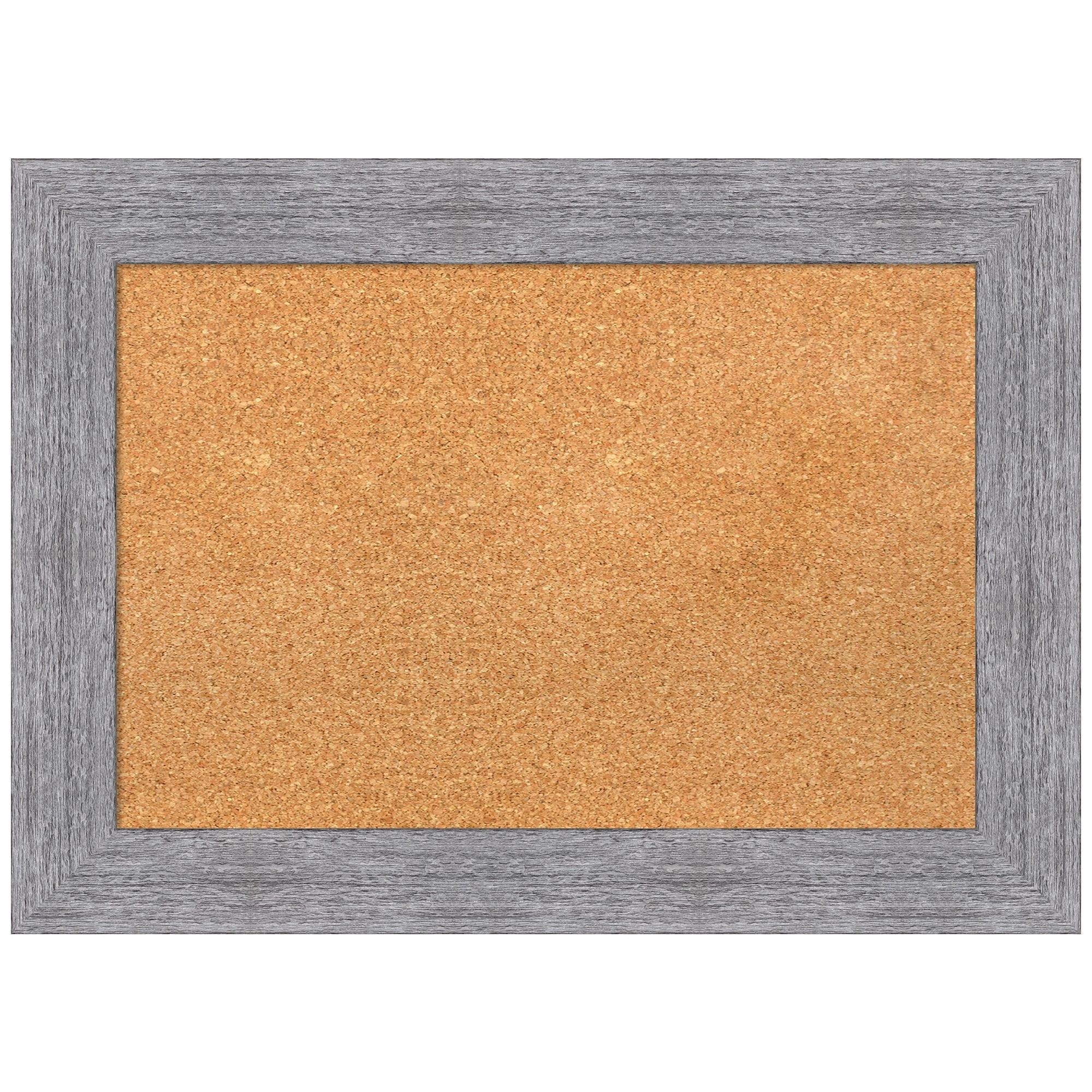 Amanti Art Natural Cork Board Framed Bark Rustic Grey Bulletin Board 29 in. x 21 in.