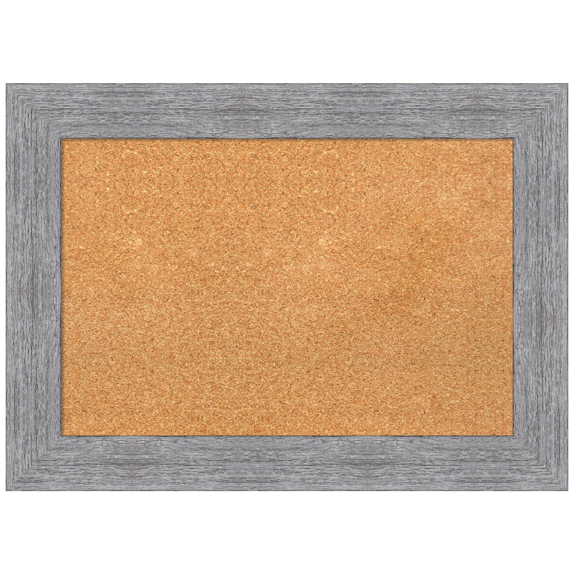 Amanti Art Natural Cork Board Framed Bark Rustic Grey Bulletin Board 29 in. x 21 in.