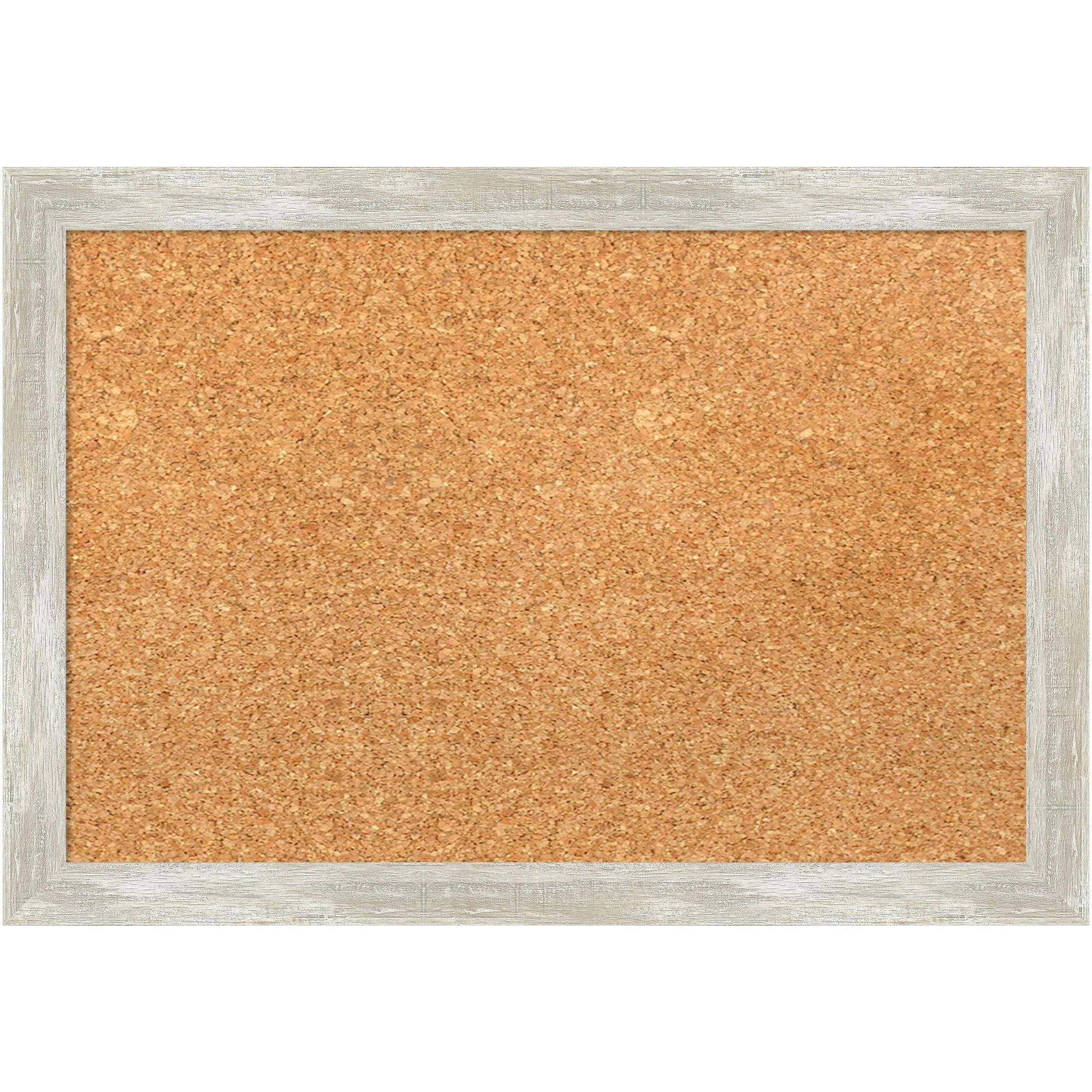 Amanti Art Natural Cork Board Framed Crackled Metallic Narrow Bulletin Board 20 in. x 14 in.