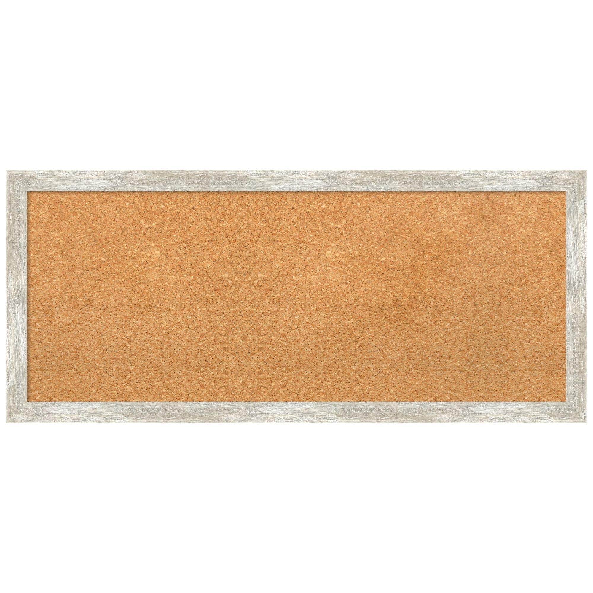 Amanti Art Natural Cork Board Framed Crackled Metallic Narrow Bulletin Board 32 in. x 14 in.