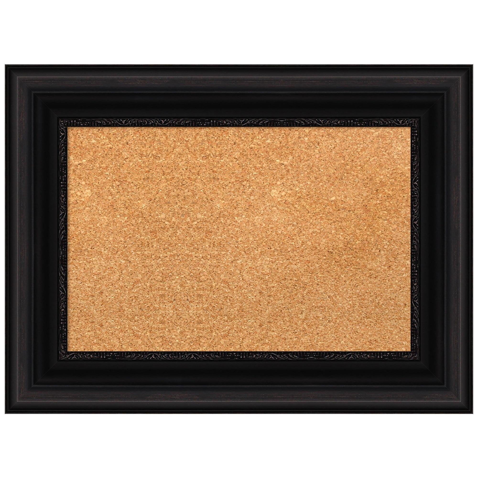 Amanti Art Natural Cork Board Framed Parlor Black Bulletin Board 24 in. x 18 in.