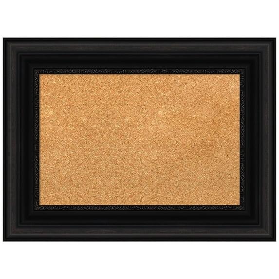 Amanti Art Natural Cork Board Framed Parlor Black Bulletin Board 24 in. x 18 in.