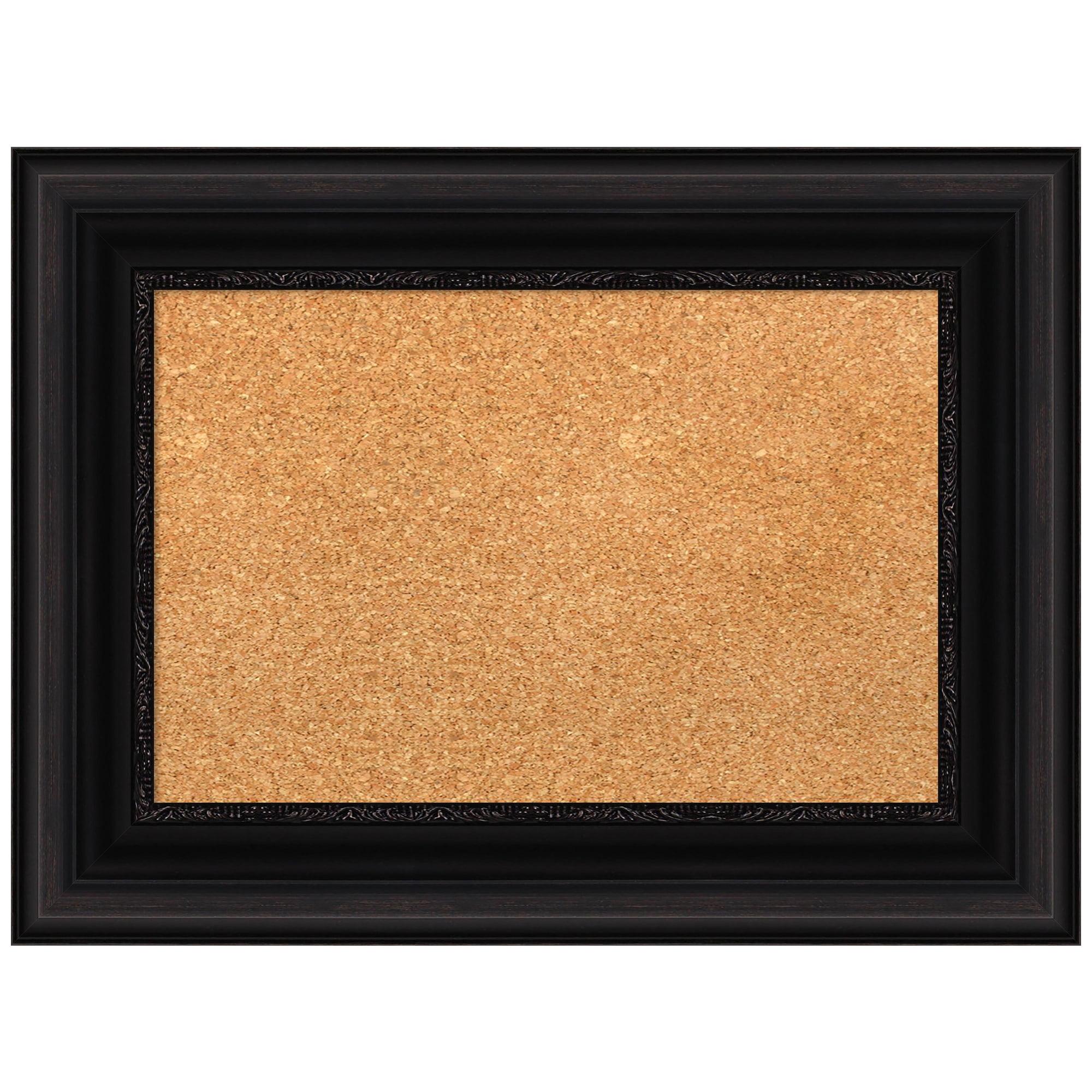Amanti Art Natural Cork Board Framed Parlor Black Bulletin Board 24 in. x 18 in.