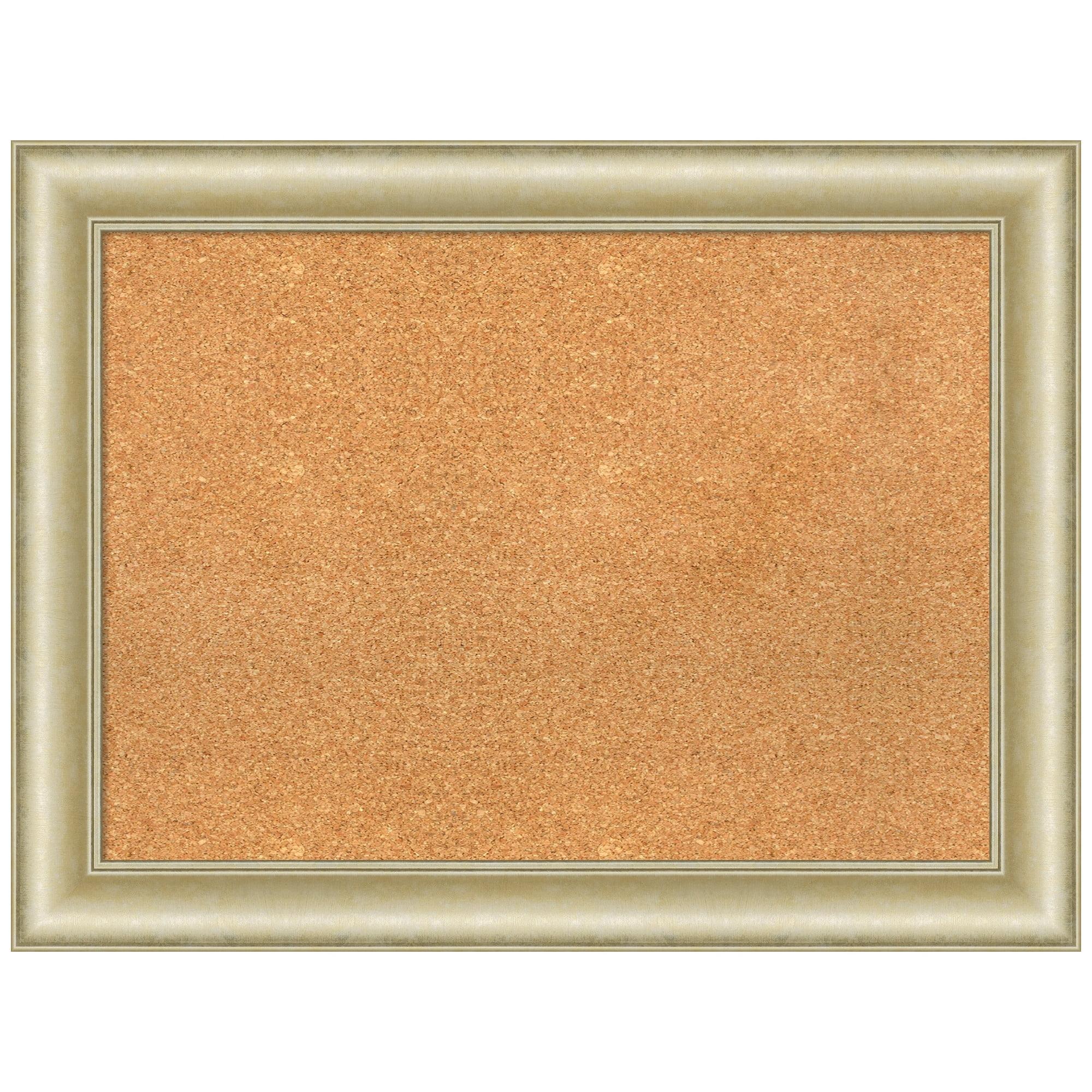 Natural Cork Bulletin Board with Textured Light Gold Frame 28x20