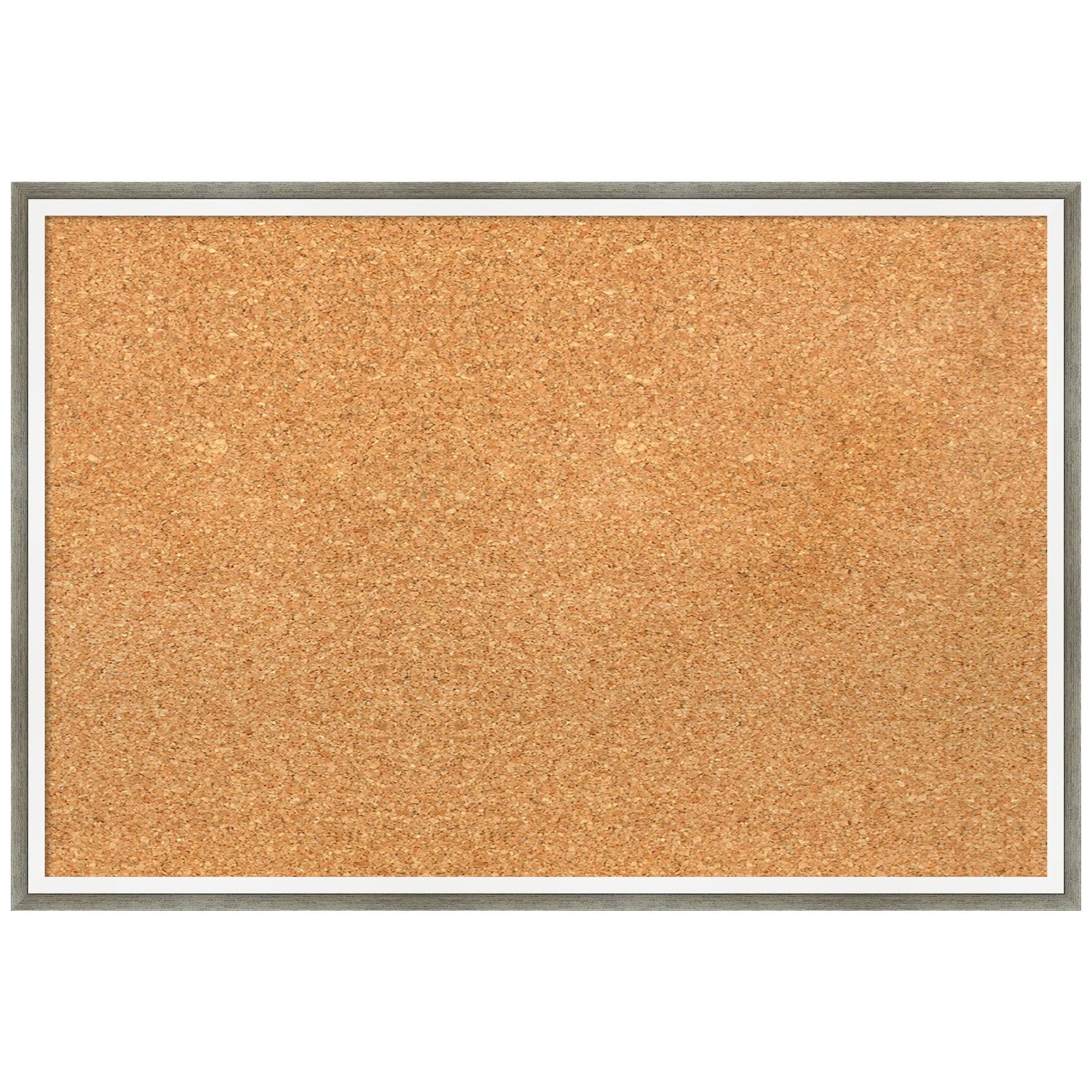 Natural Cork Bulletin Board with Silver Wood Frame 24x16