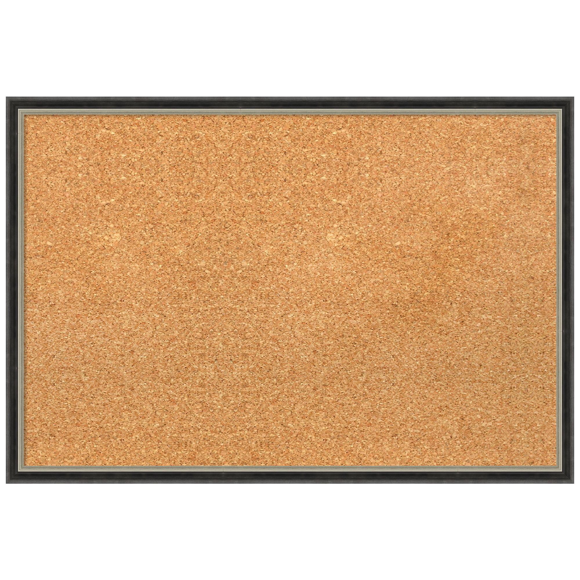 Natural Cork Bulletin Board with Black Wood Frame, 24x16