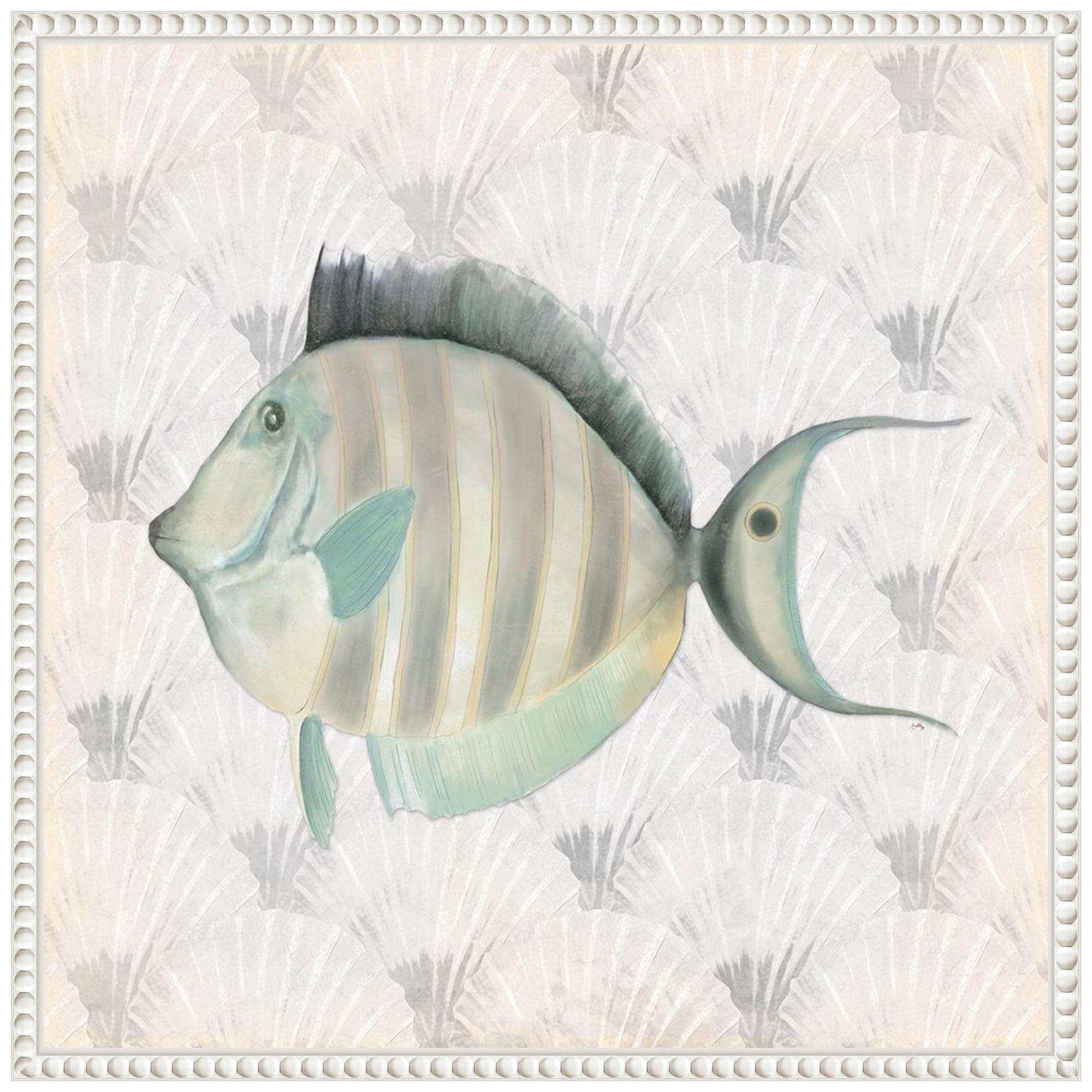Amanti Art 16"x16" Neutral Vintage Fish I by Elizabeth Medley: Earth Tones, Wall Canvases, Polystyrene Frame