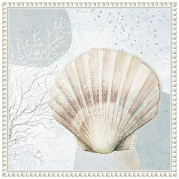 Amanti Art Ocean Oasis Bubbles Blush Scallop by Patricia Pinto Canvas Wall Art Print Framed 16 x 16-in.
