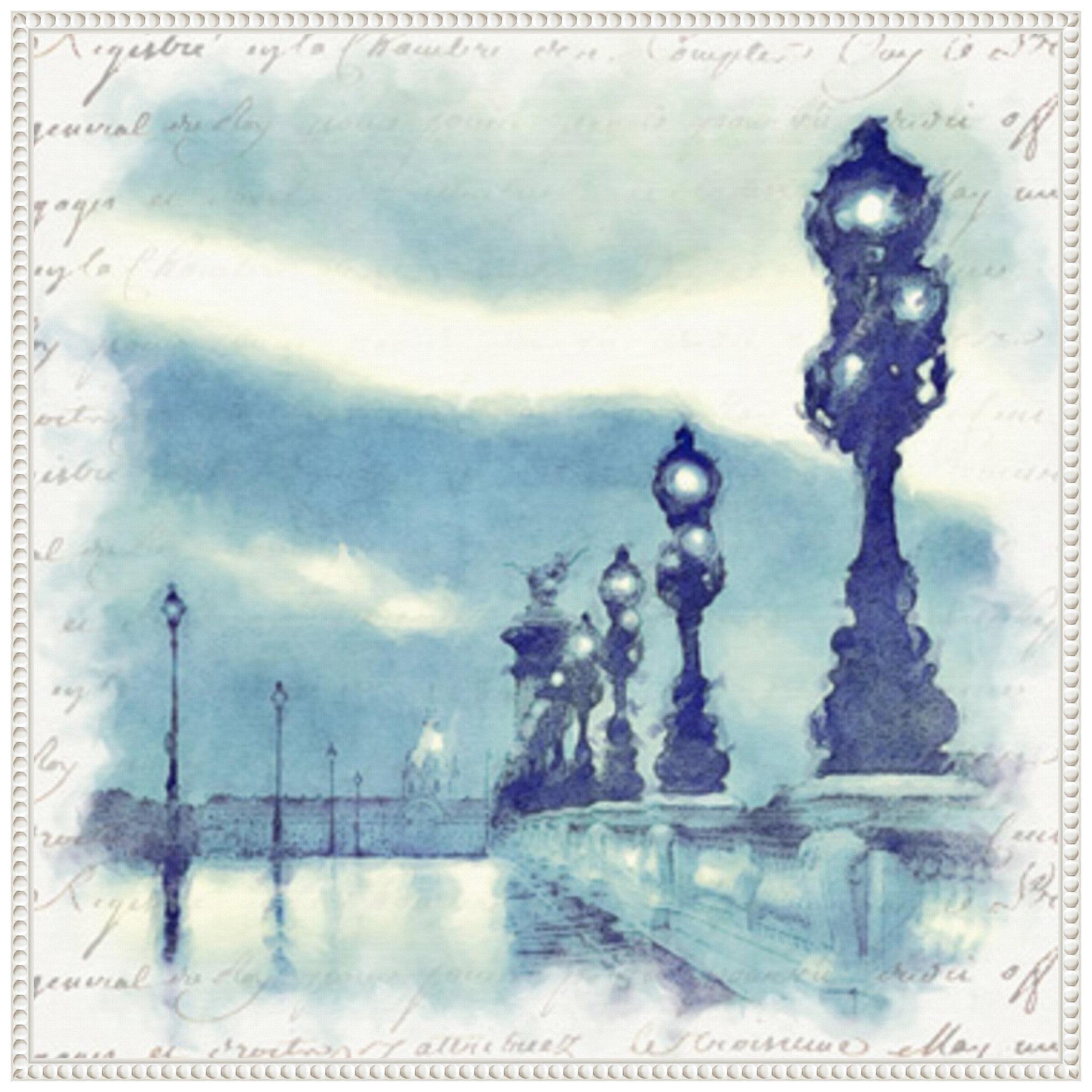 Amanti Art 30"x30" Paris in Blue II by Noah Bay Framed Canvas Wall Art Print
