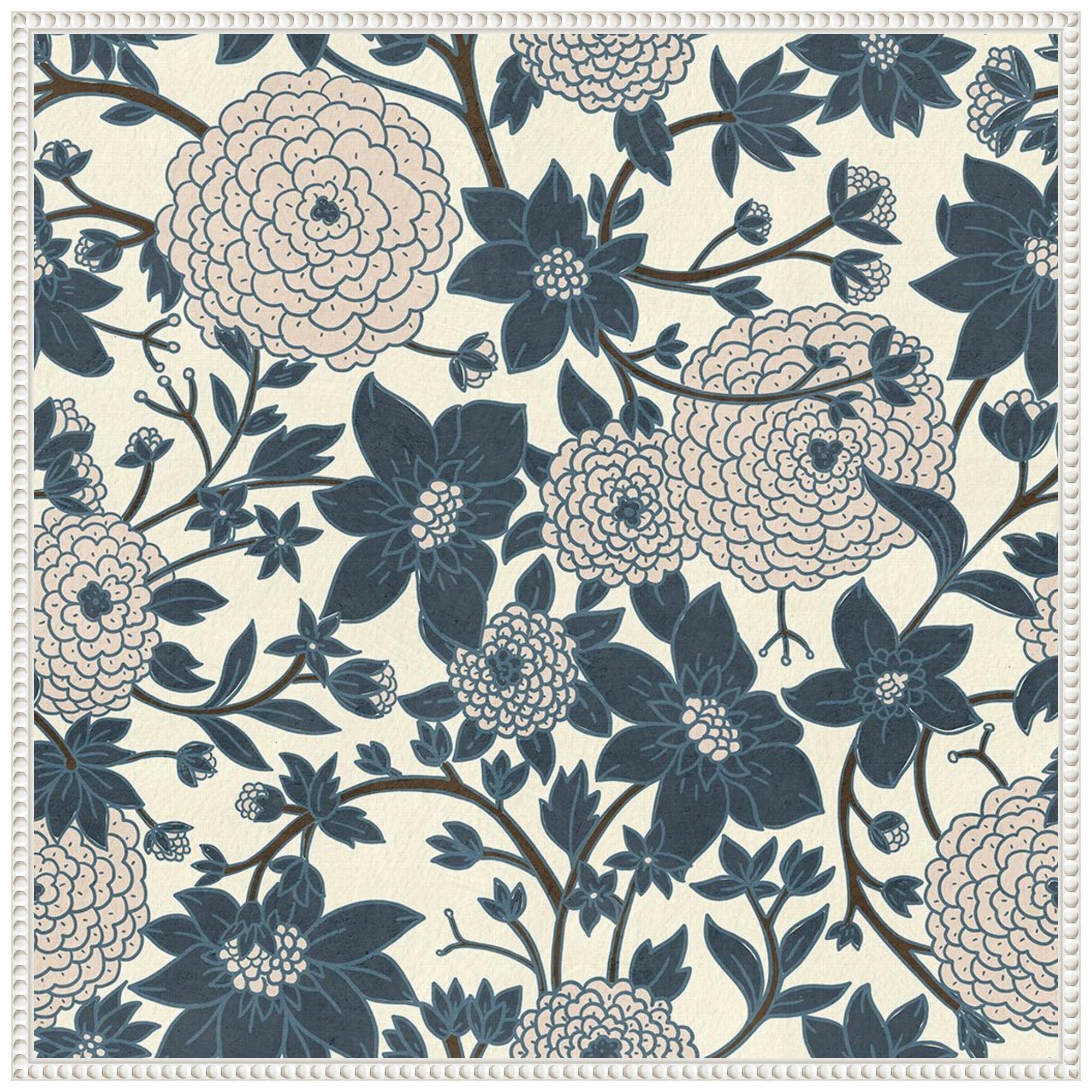 Amanti Art 30"x30" Puff Ball Vines Cream by Katie Oshea Framed Canvas Wall Art Print