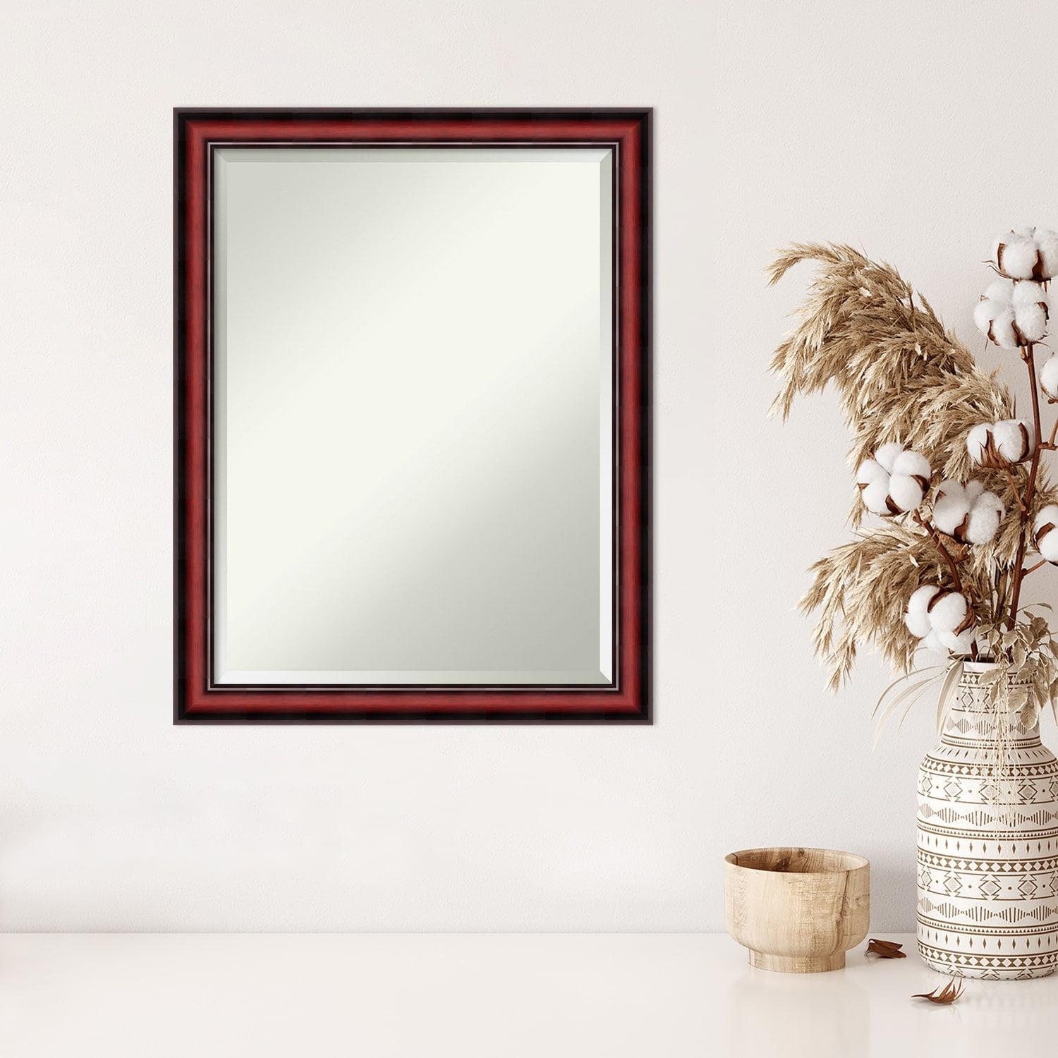 Amanti Art Rubino Cherry Scoop Beveled Wood Wall Mirror 27 x 21 in.