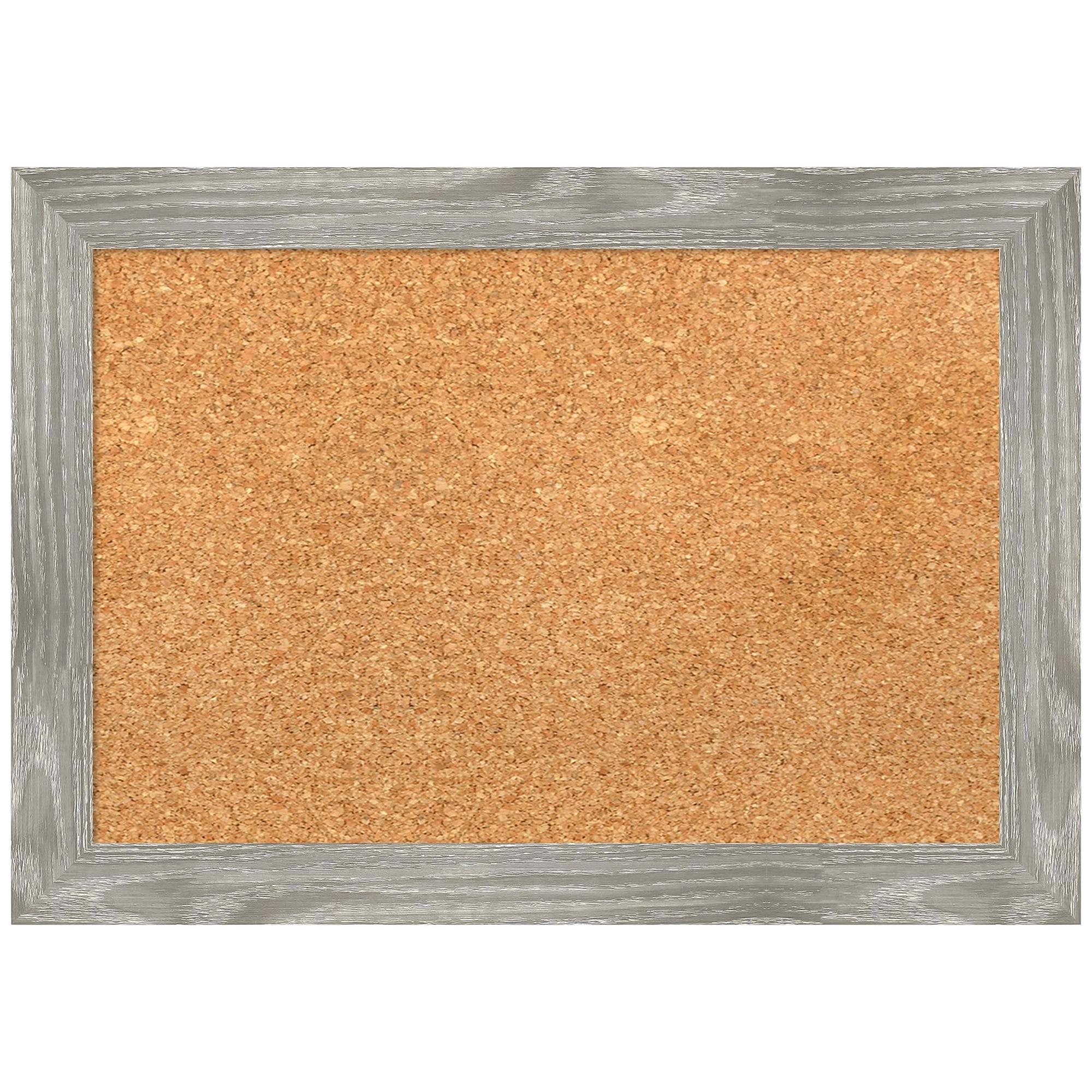 Amanti Art Natural Cork Board Framed Dove Greywash Square Bulletin Board 21 in. x 15 in.