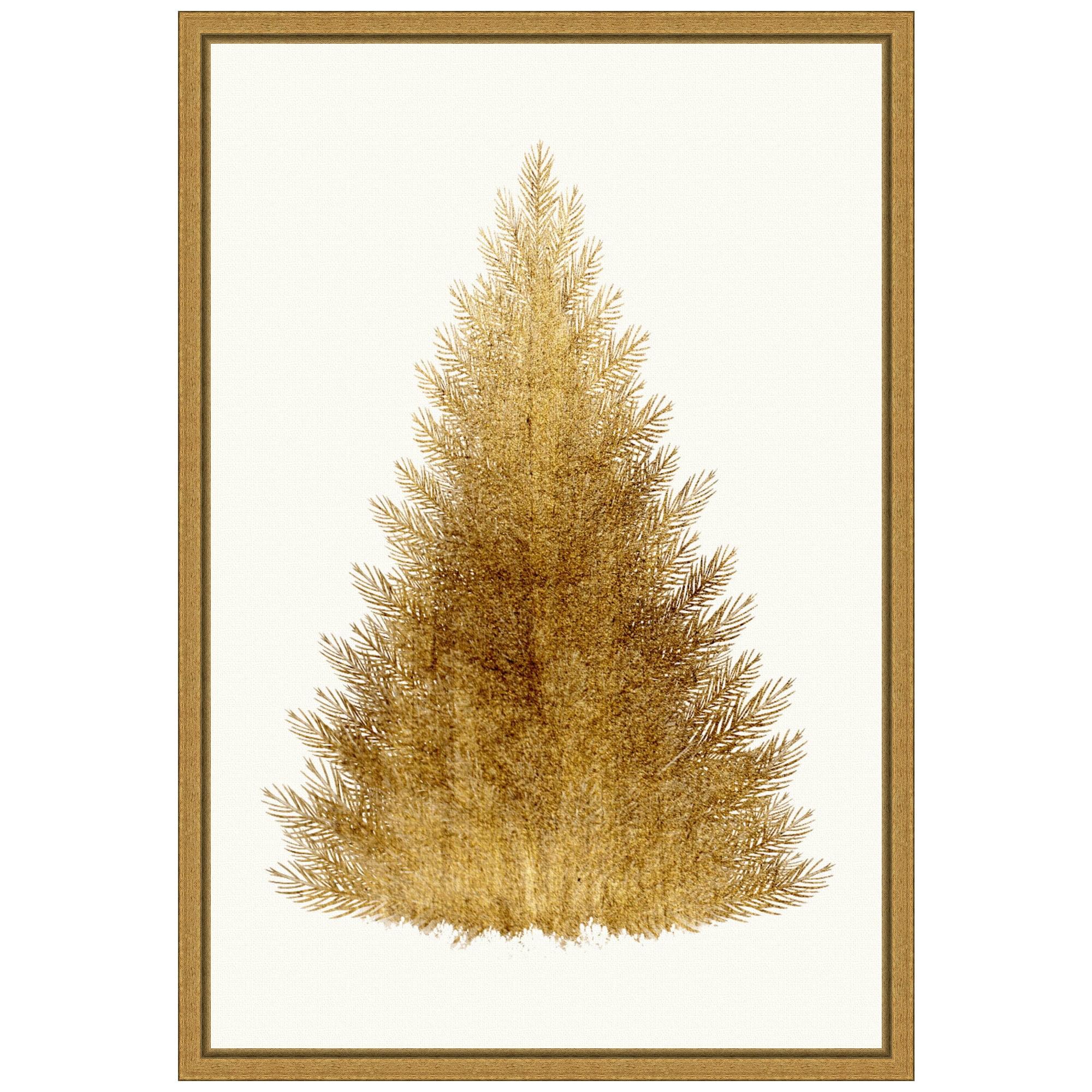 Amanti Art 16"x23" Tan Christmas Tree by Kubistika Framed Canvas Wall Art Print