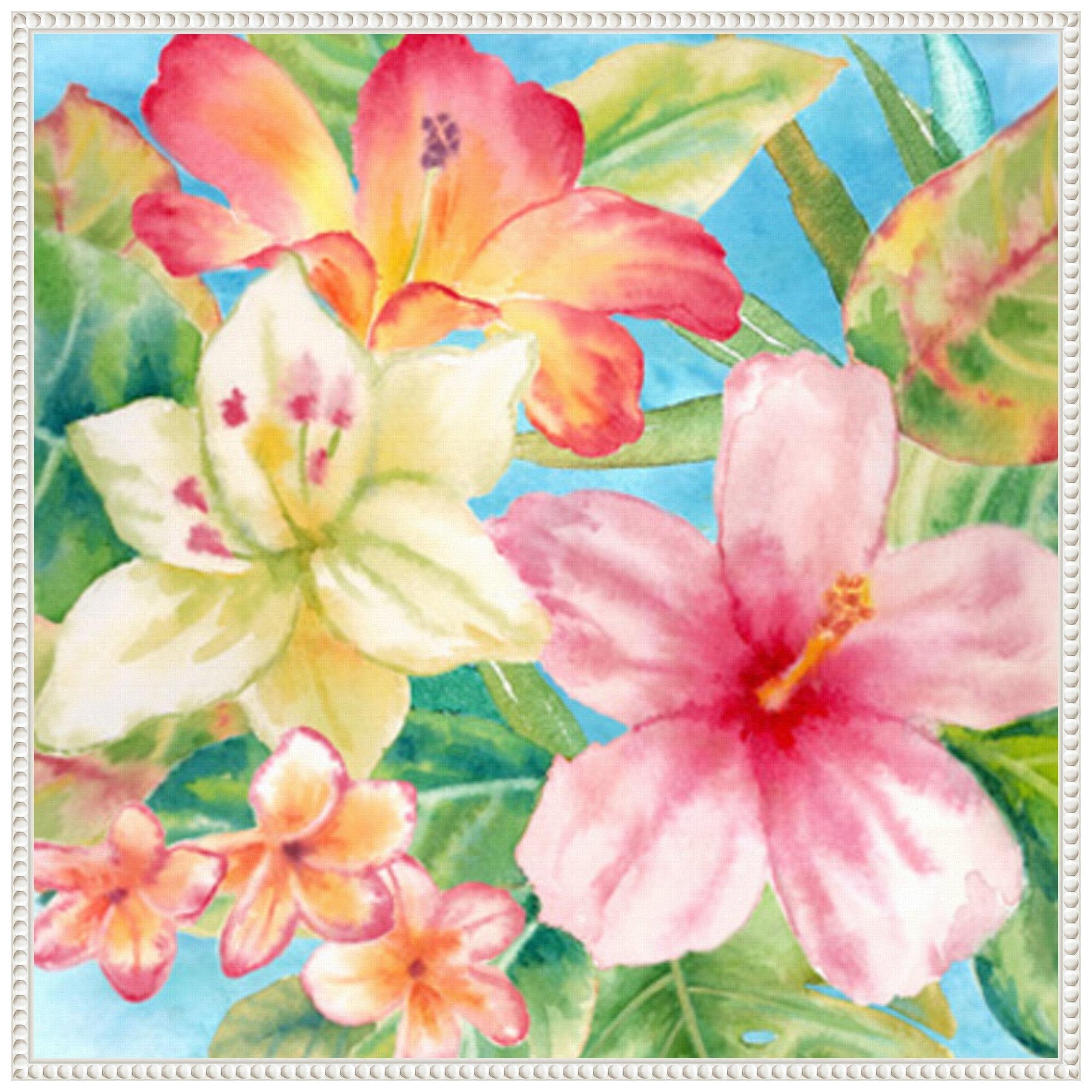 Amanti Art 30"x30" Tropical Island Florals by Cynthia Coulter Framed Canvas Wall Art Print