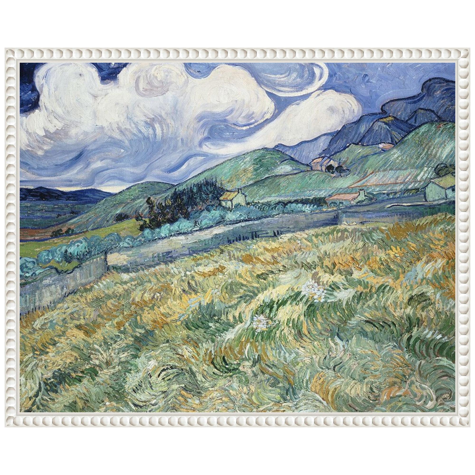 Amanti Art 20"x16" Van Gogh Landscapes with Clouds II by Vincent van Gogh Framed Canvas Wall Art Print