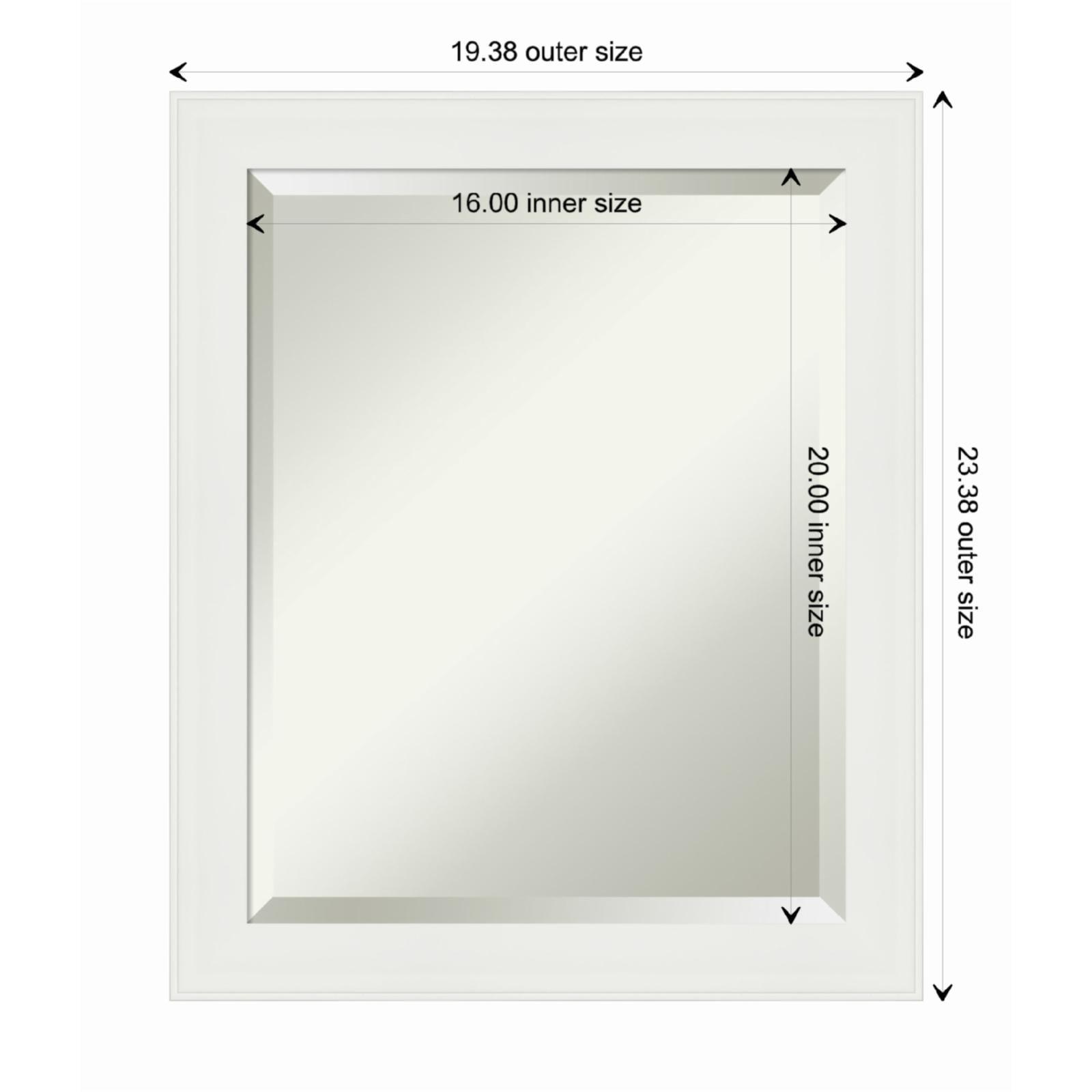 Vanity White Rectangular Framed Wall Mirror 19.38 x 23.38 Inches