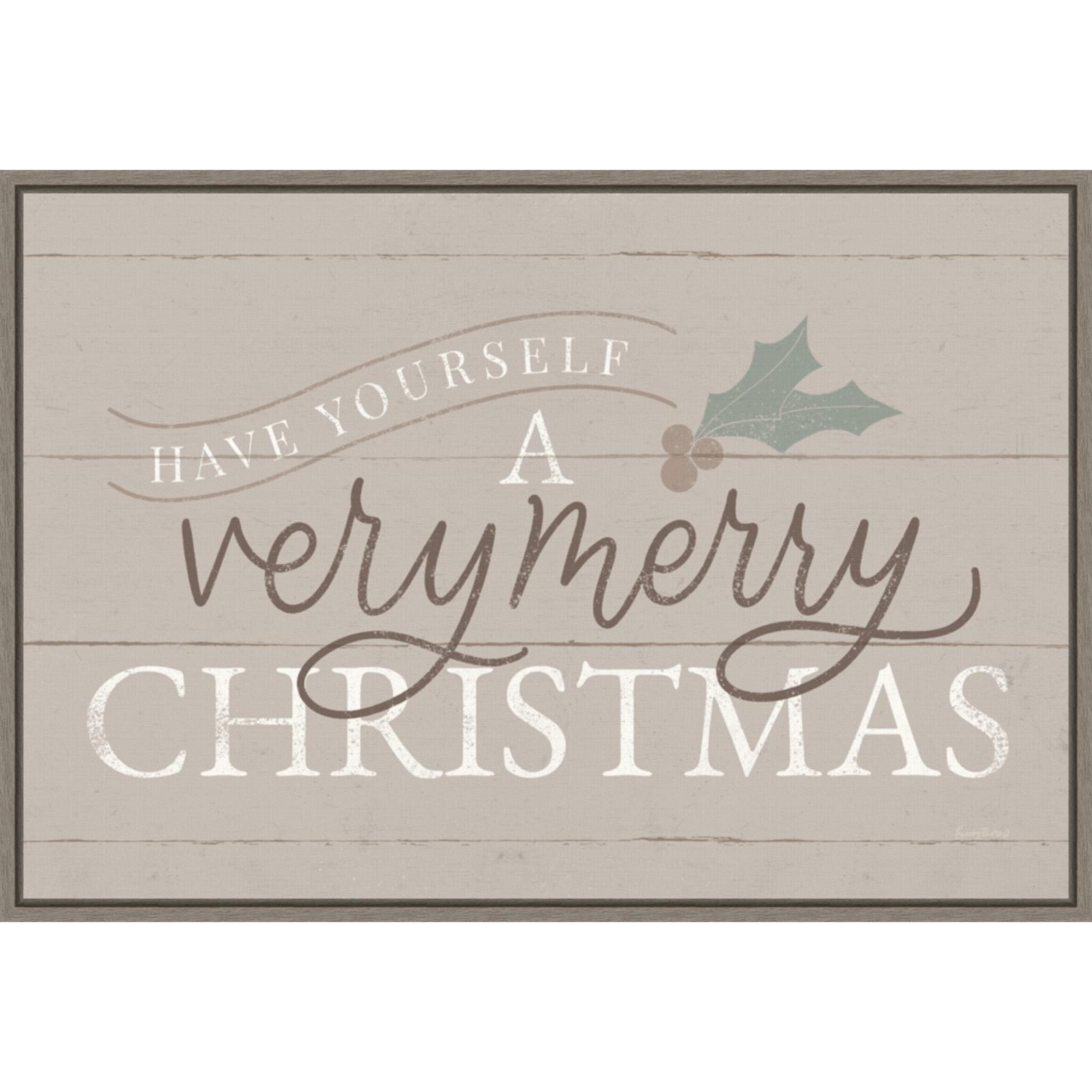 23" x 16" Vintage Christmas IV Neutral Framed Wall Canvas - Amanti Art