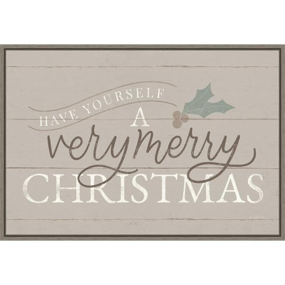 23" x 16" Vintage Christmas IV Neutral Framed Wall Canvas - Amanti Art