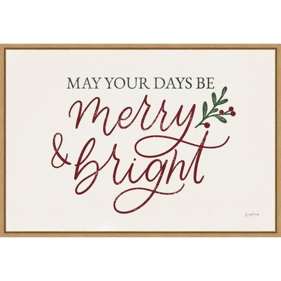 23" x 16" Vintage Christmas V Red Framed Wall Canvas - Amanti Art