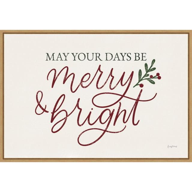 23" x 16" Vintage Christmas V Red Framed Wall Canvas - Amanti Art
