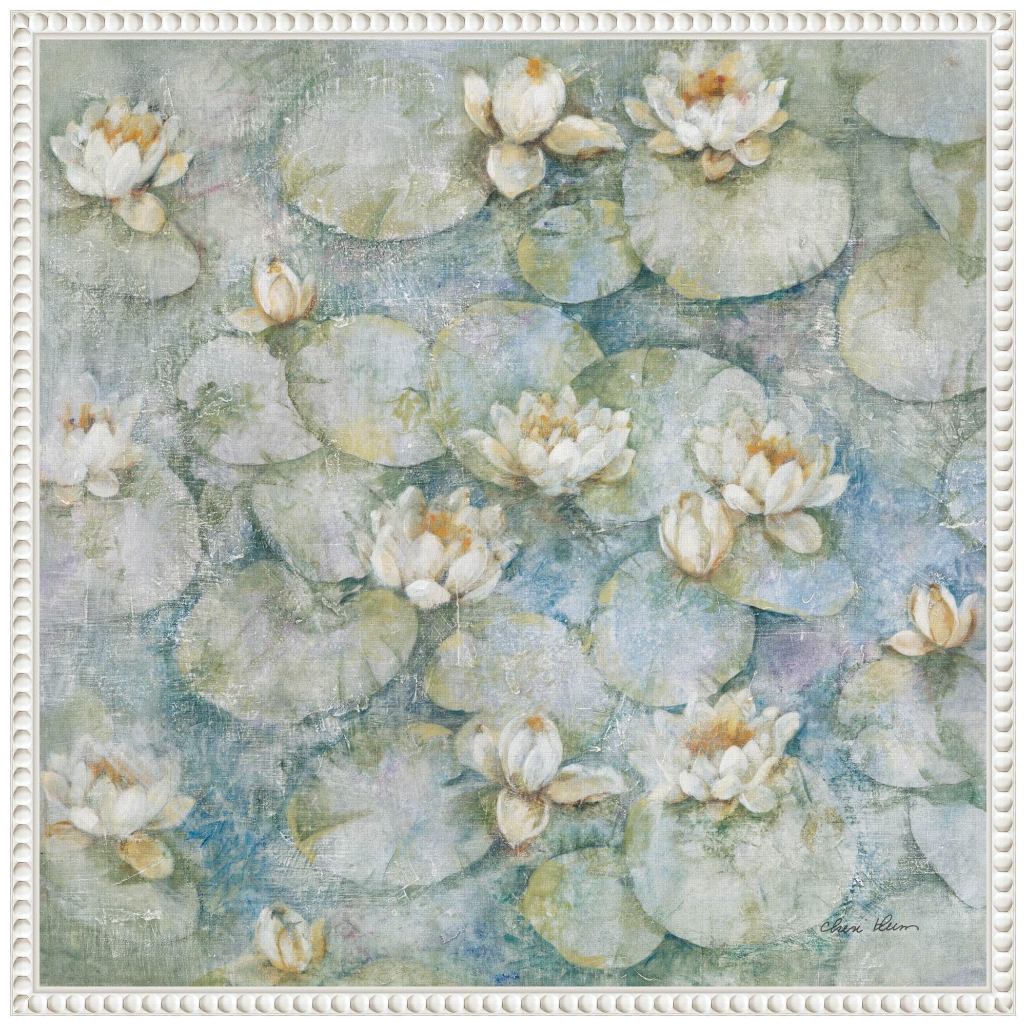 Amanti Art Water Lilies by Cheri Blum Canvas Wall Art Print Framed 22 x 22