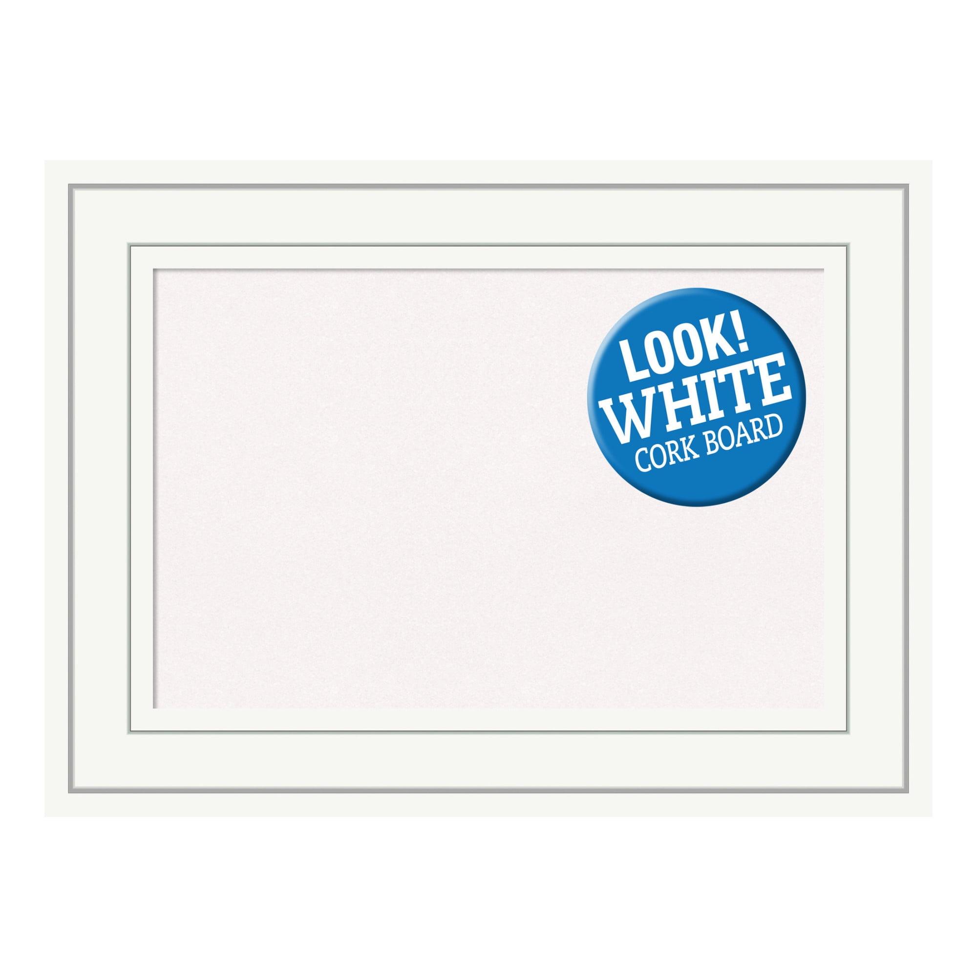 Amanti Art White Cork Board Wood Framed Craftsman White Bulletin Board 23 in. x 17 in.