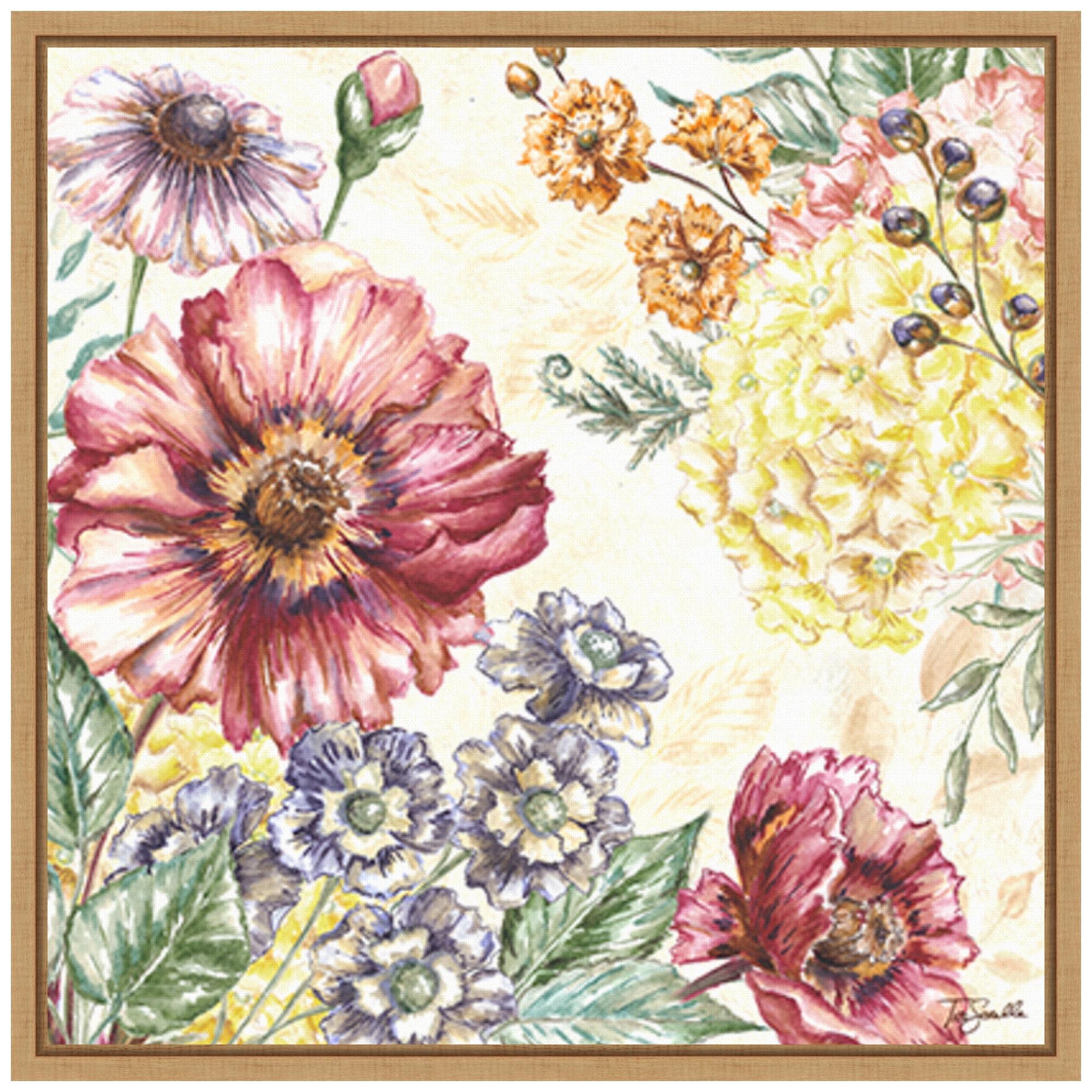 Amanti Art 22"x22" Wildflower Medley I by Tre Sorelle Studios Framed Canvas Wall Art Print