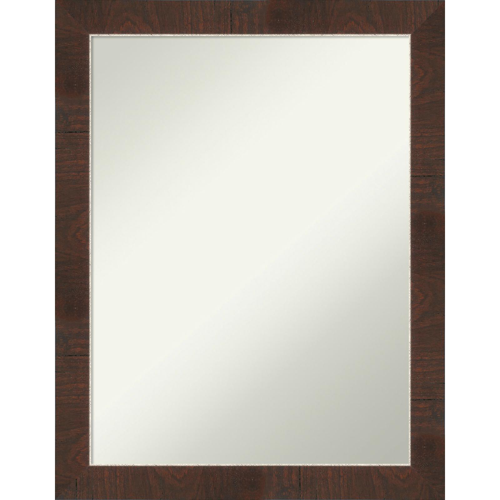 21" x 27" Non-Beveled Wild Wood Brown Narrow Bathroom Wall Mirror - Amanti Art: Rectangle Vanity Mirror, Polystyrene Frame